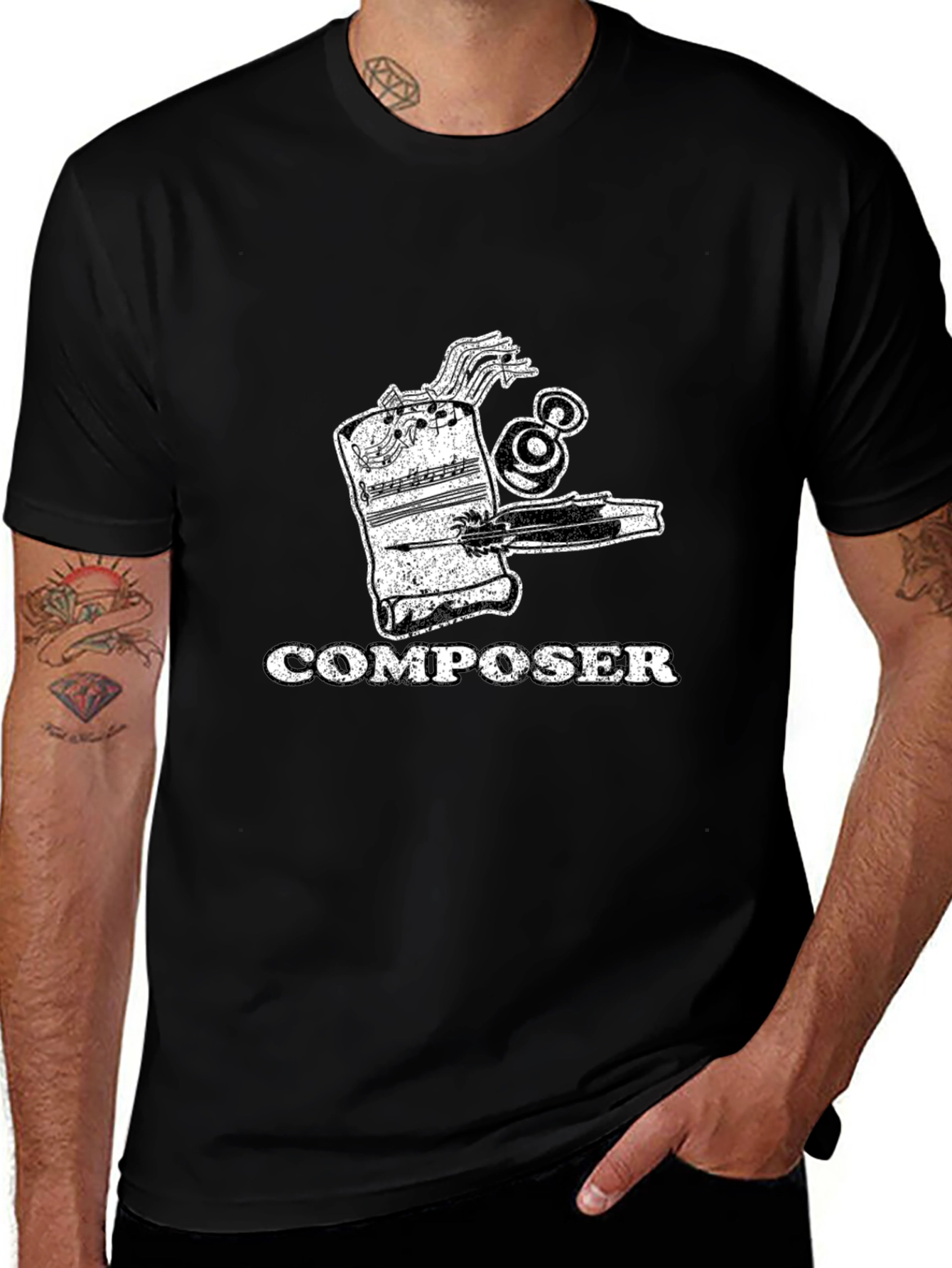 Composer Music Notes Graphic Print Mens T-Shirt