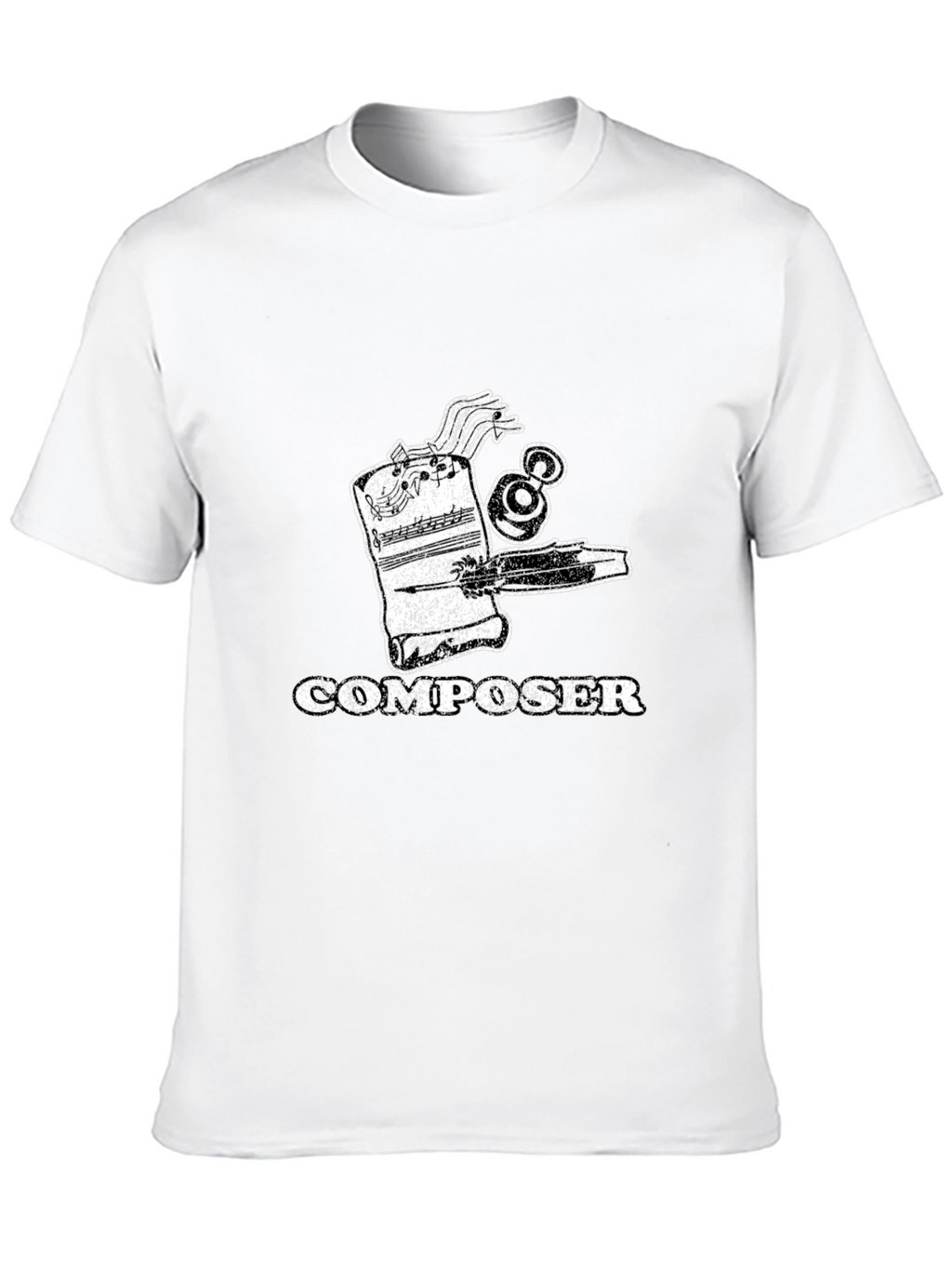 Composer Music Notes Graphic Print Mens T-Shirt