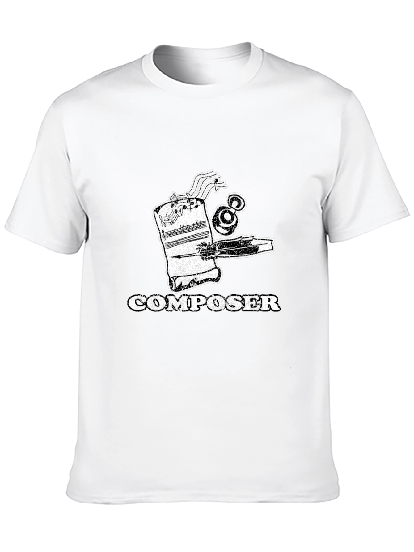 Composer Music Notes Graphic Print Mens T-Shirt