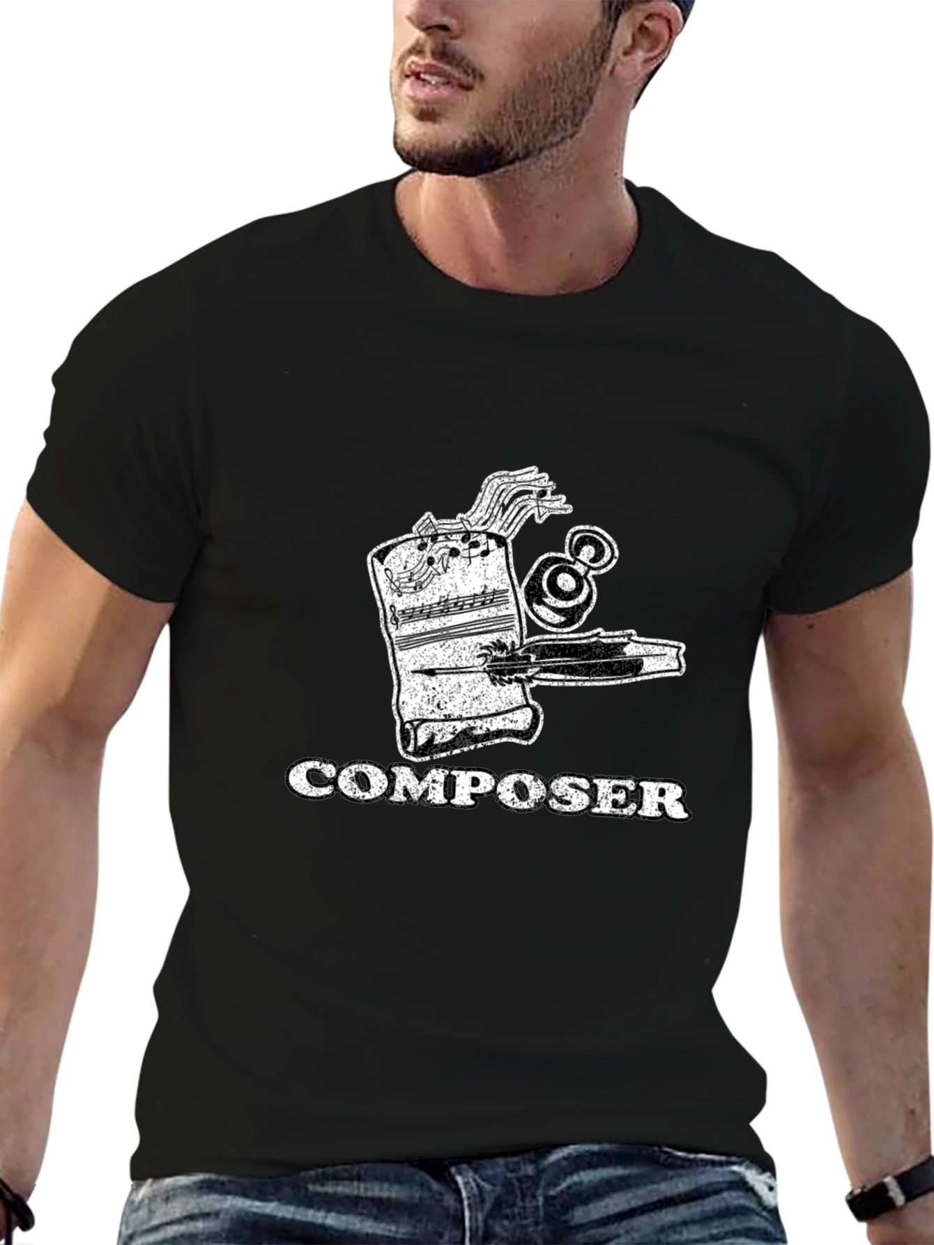 Composer Music Notes Graphic Print Mens T-Shirt