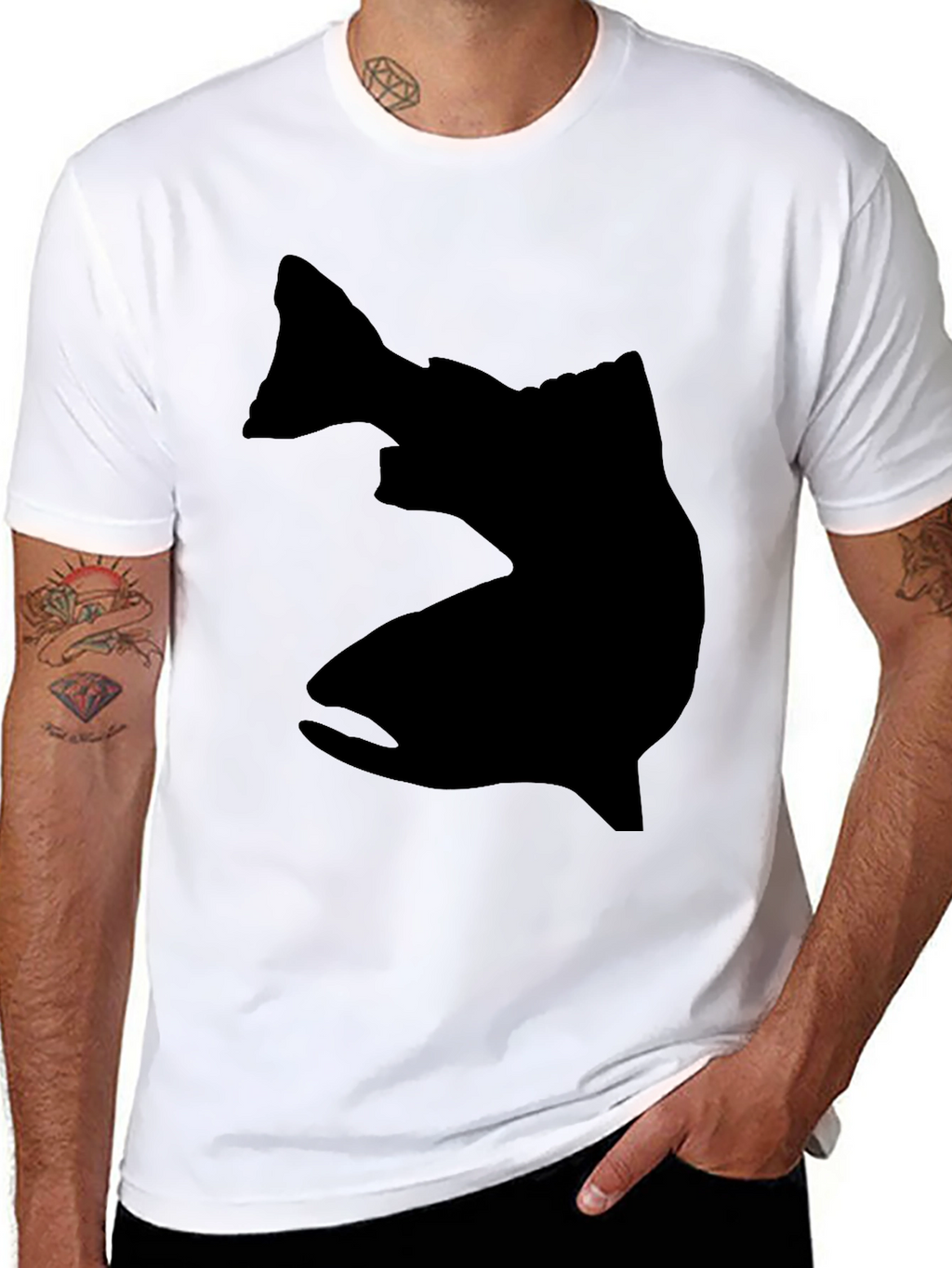 Mens Black Fish Silhouette Graphic Tee