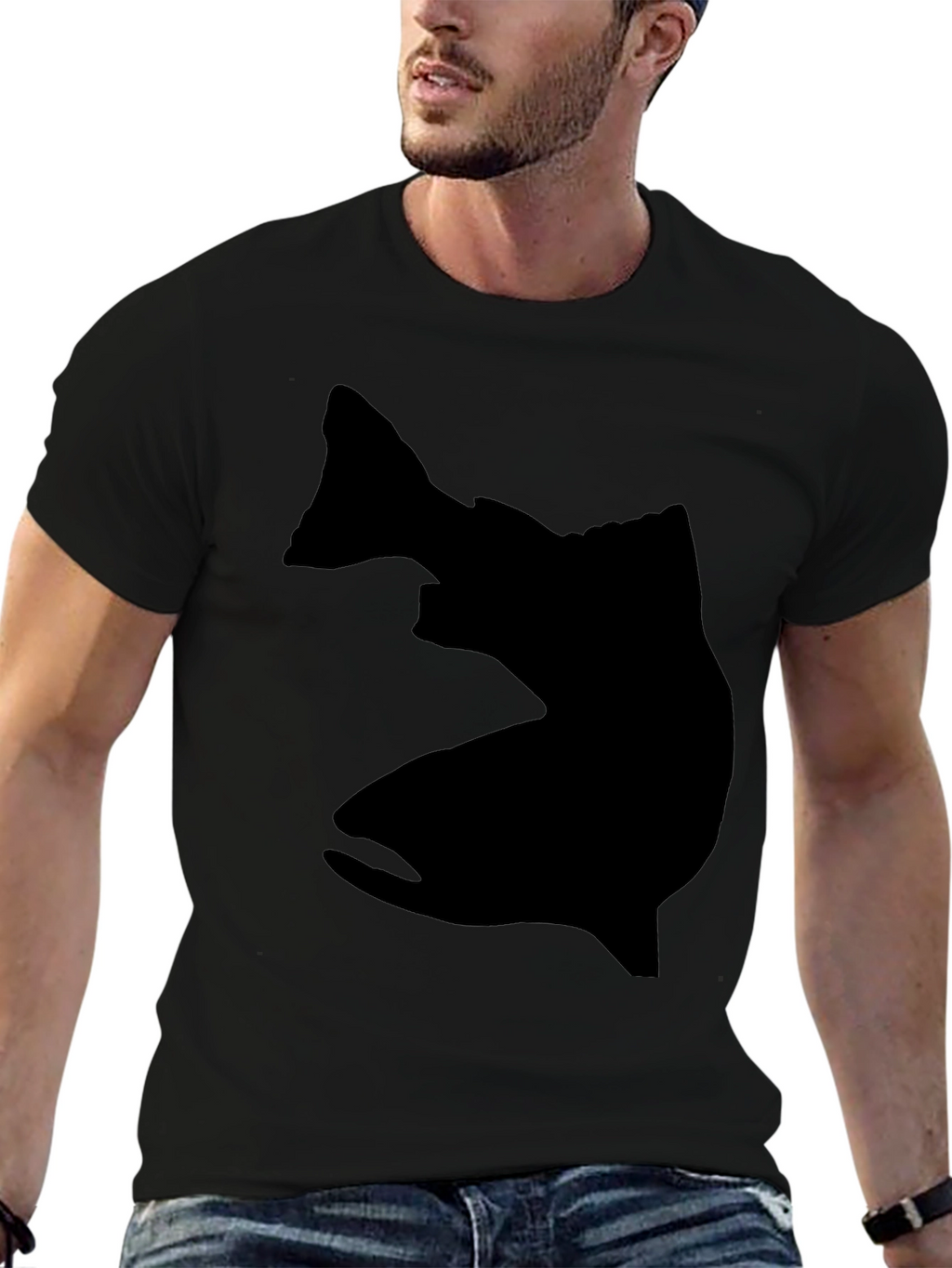 Mens Black Fish Silhouette Graphic Tee
