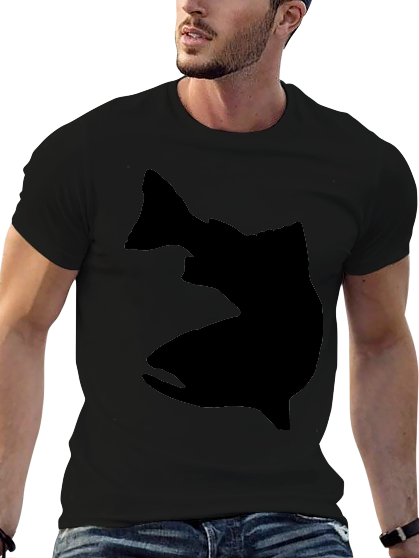 Mens Black Fish Silhouette Graphic Tee