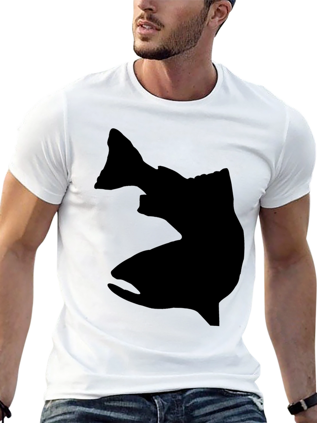 Mens Black Fish Silhouette Graphic Tee