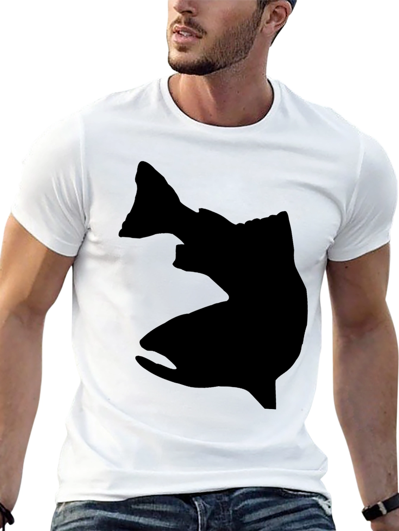 Mens Black Fish Silhouette Graphic Tee