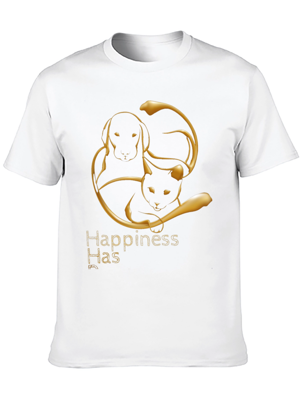 Happiness Has Paws Black Tee