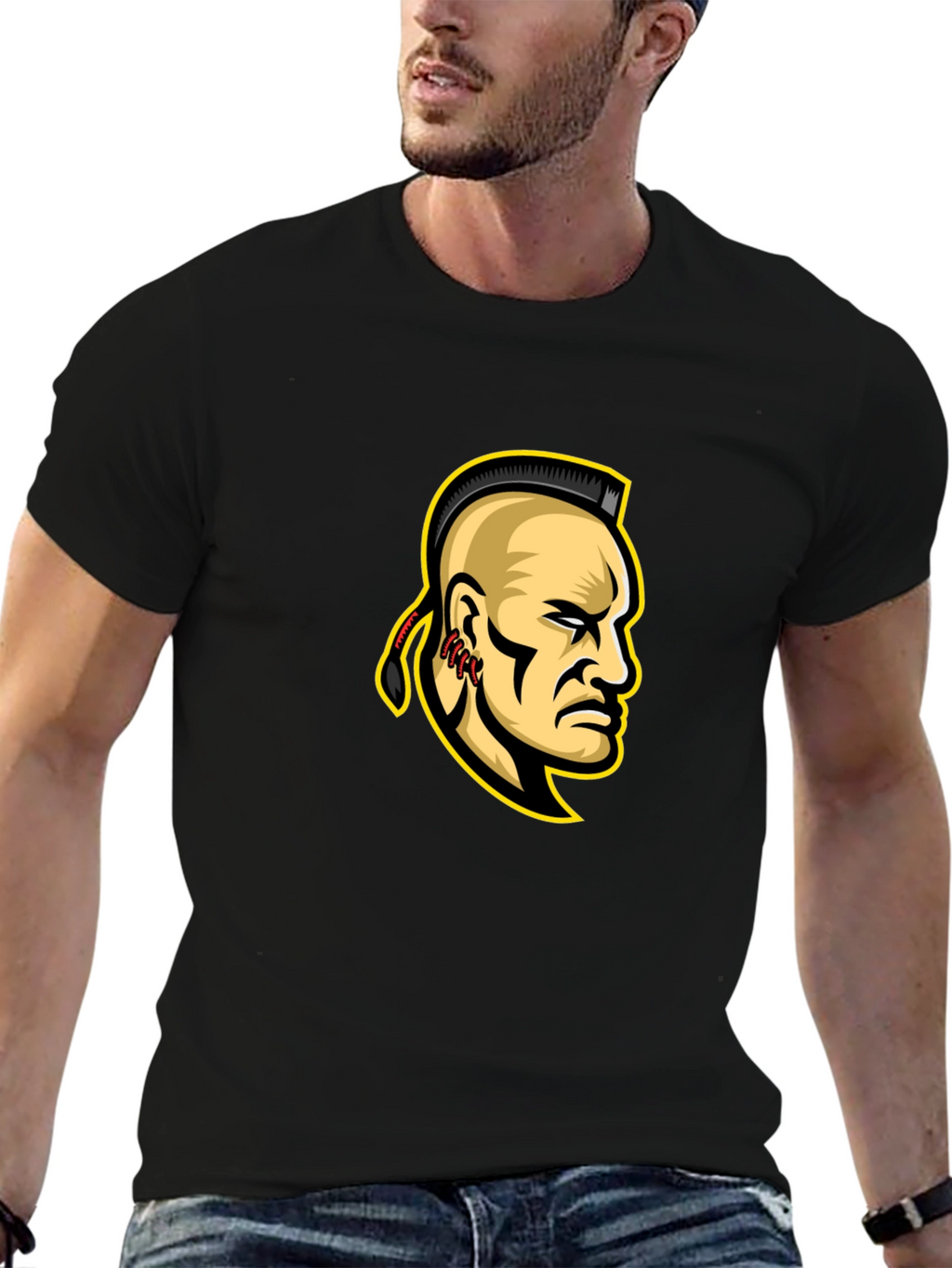 Mohawk Warrior Graphic T-Shirt