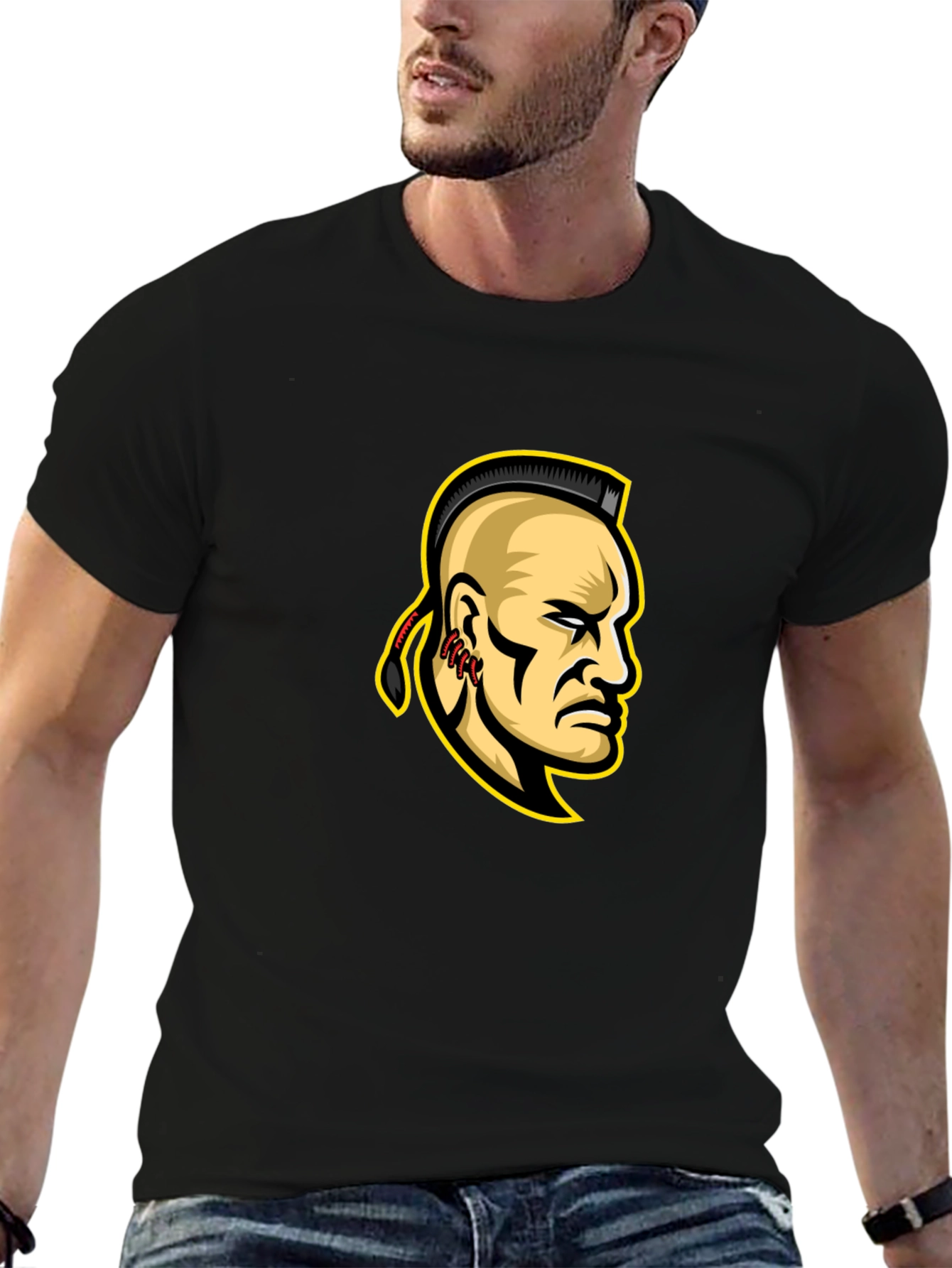 Mohawk Warrior Graphic T-Shirt