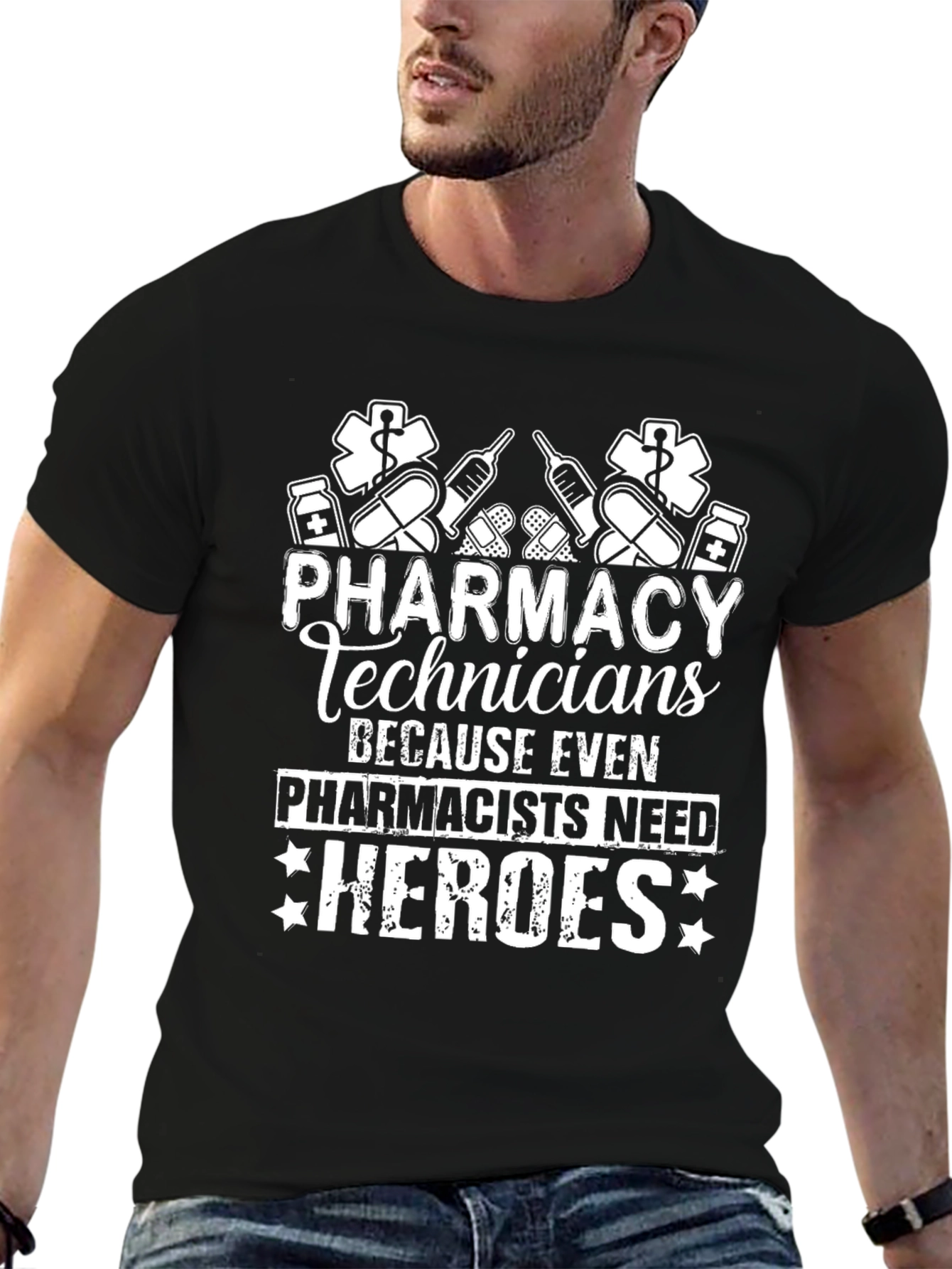 Pharmacy Tech Heroes Graphic Tee - Black