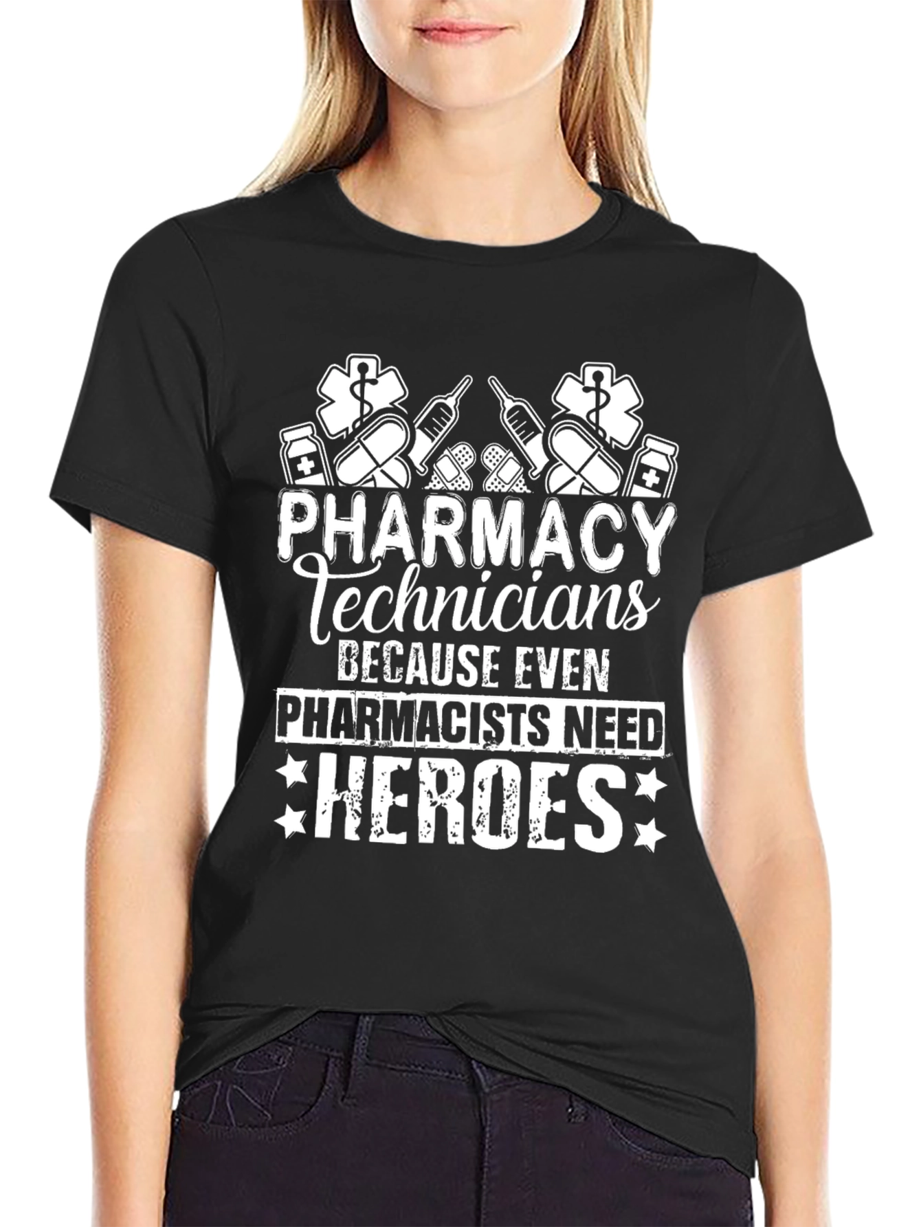 Pharmacy Tech Heroes Graphic Tee - Black