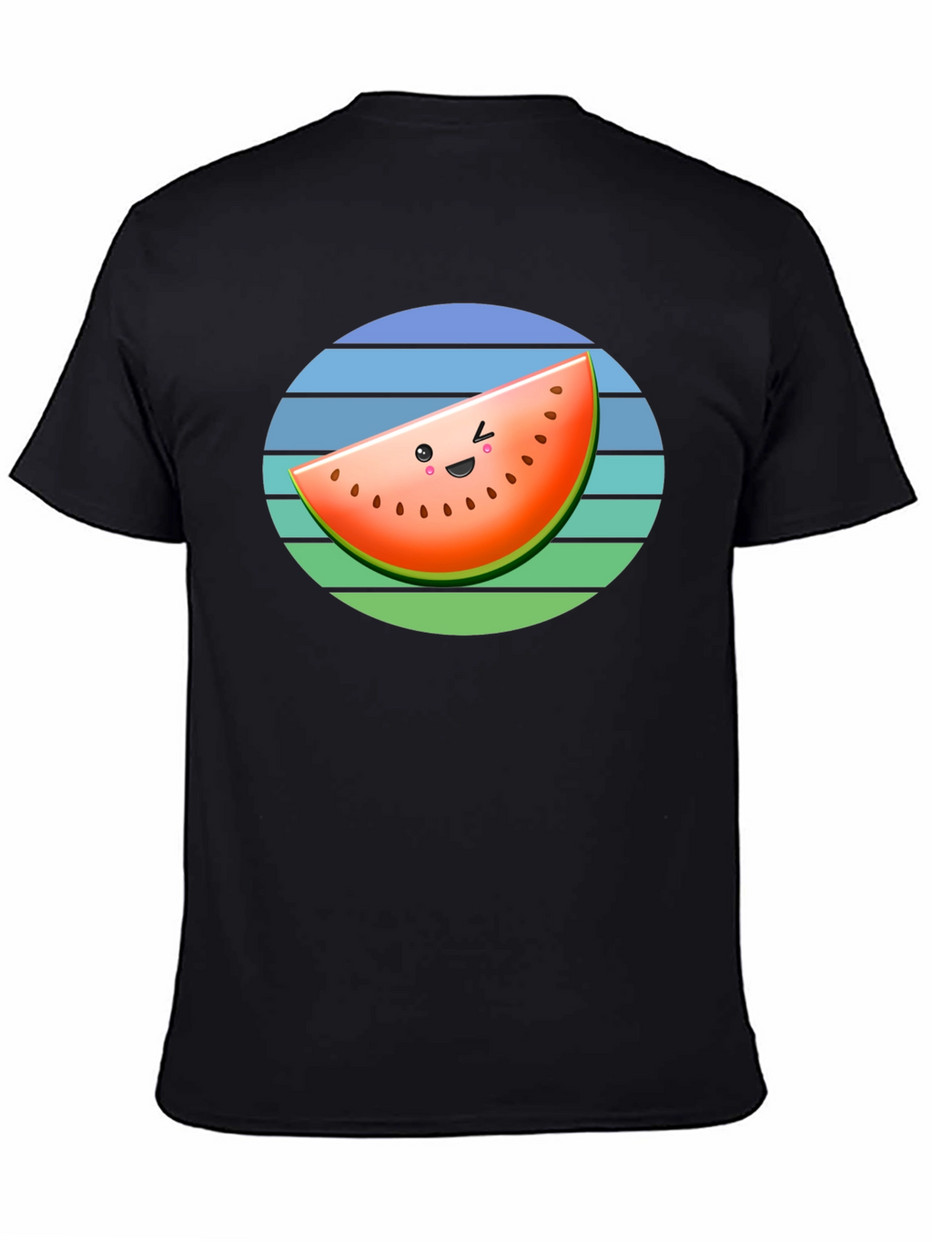 Cute Watermelon Slice Graphic Tee - Black