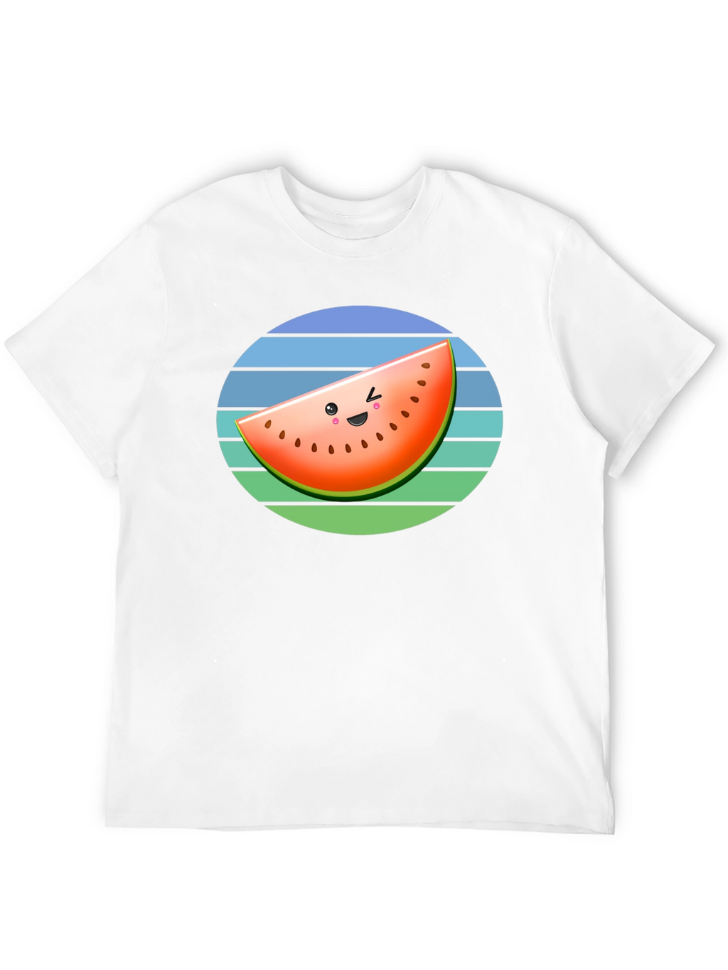 Cute Watermelon Slice Graphic Tee - Black