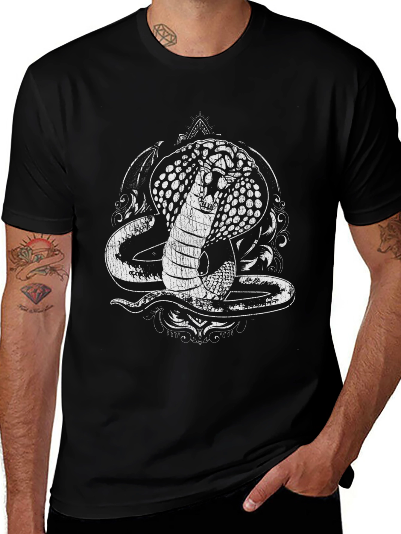 Cobra Graphic Tee - Black Cotton T-Shirt