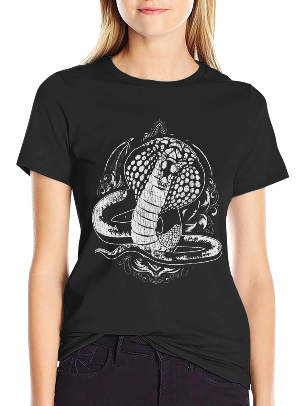 Cobra Graphic Tee - Black Cotton T-Shirt