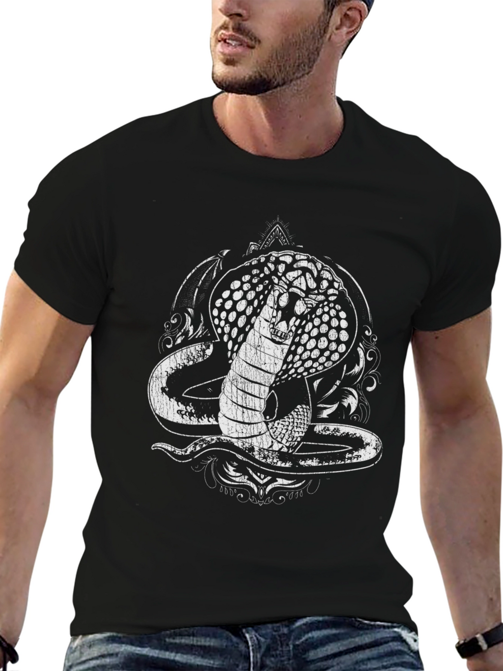 Cobra Graphic Tee - Black Cotton T-Shirt