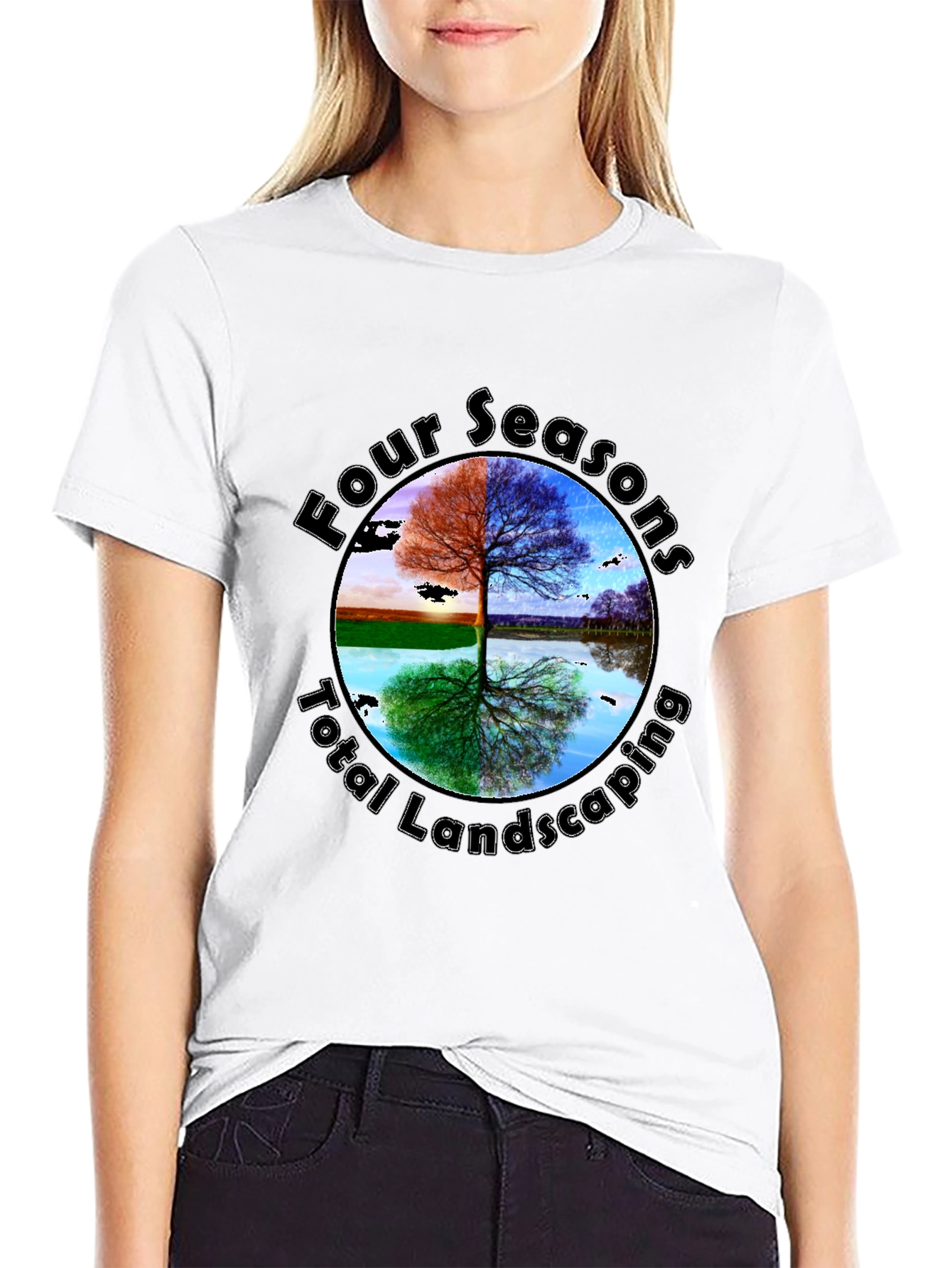 Four Seasons Landscaping Black Graphic Tee