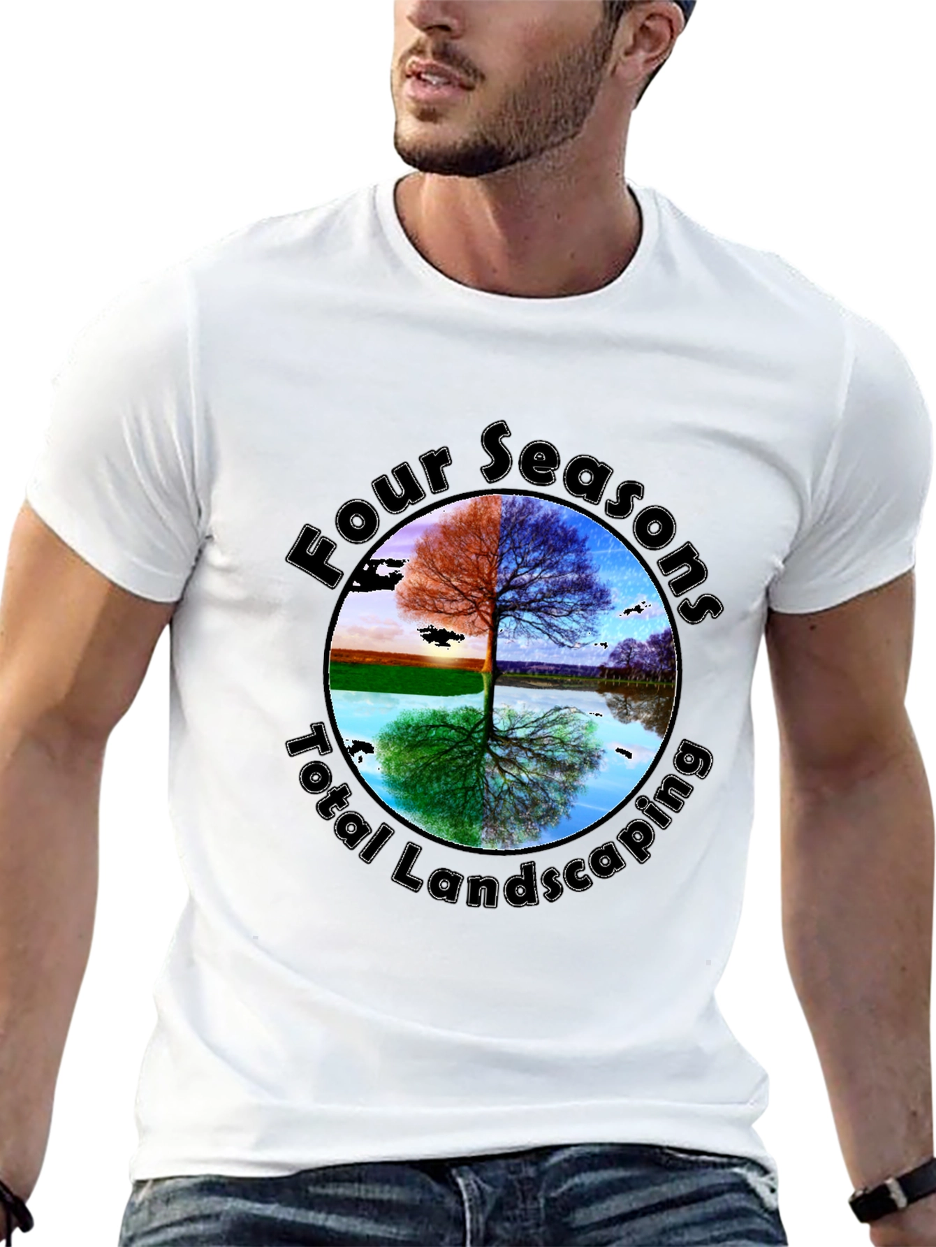 Four Seasons Landscaping Black Graphic Tee