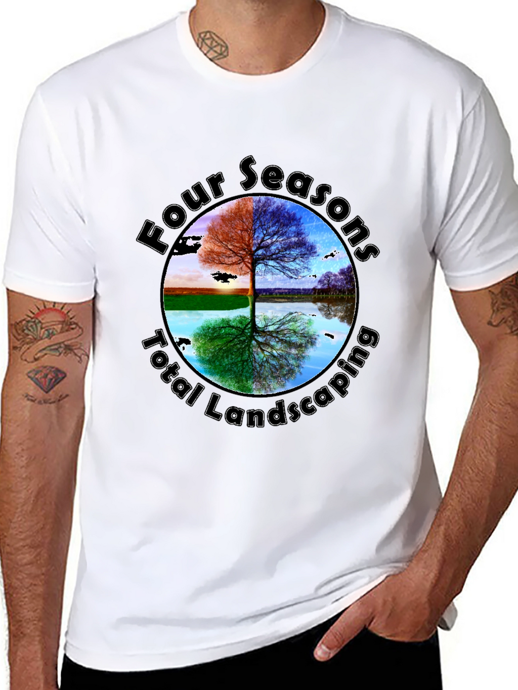 Four Seasons Landscaping Black Graphic Tee