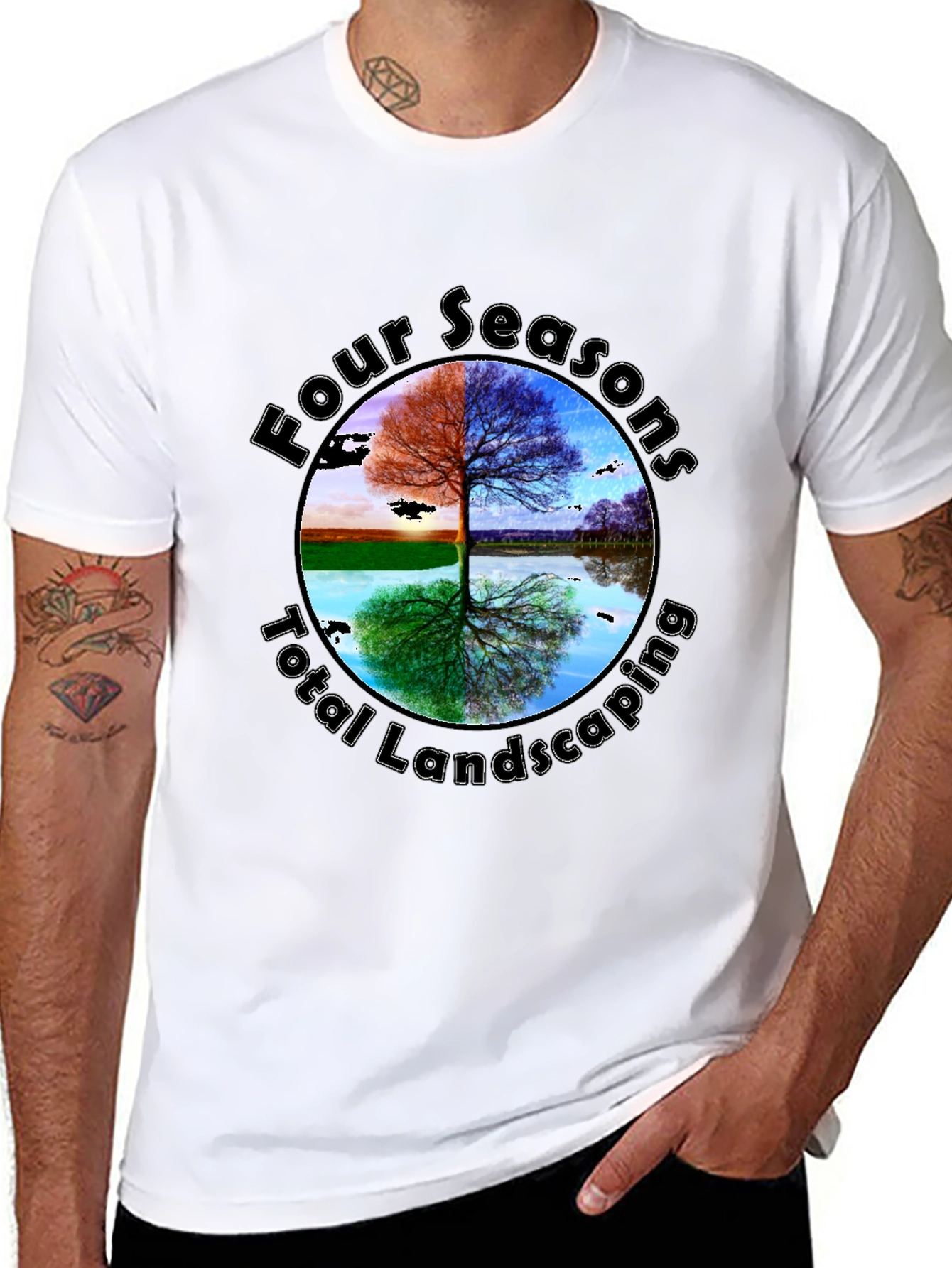 Four Seasons Landscaping Black Graphic Tee