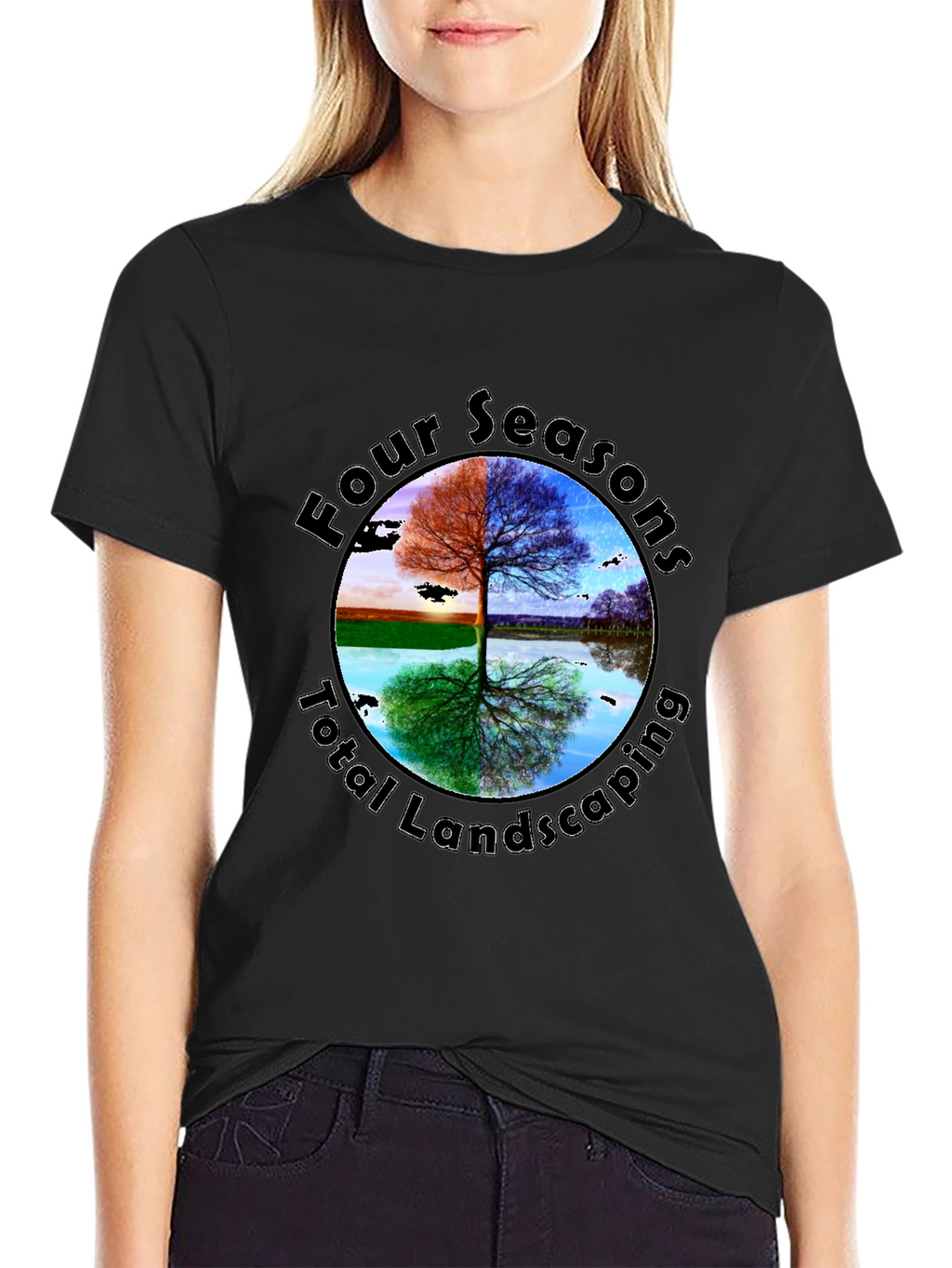 Four Seasons Landscaping Black Graphic Tee