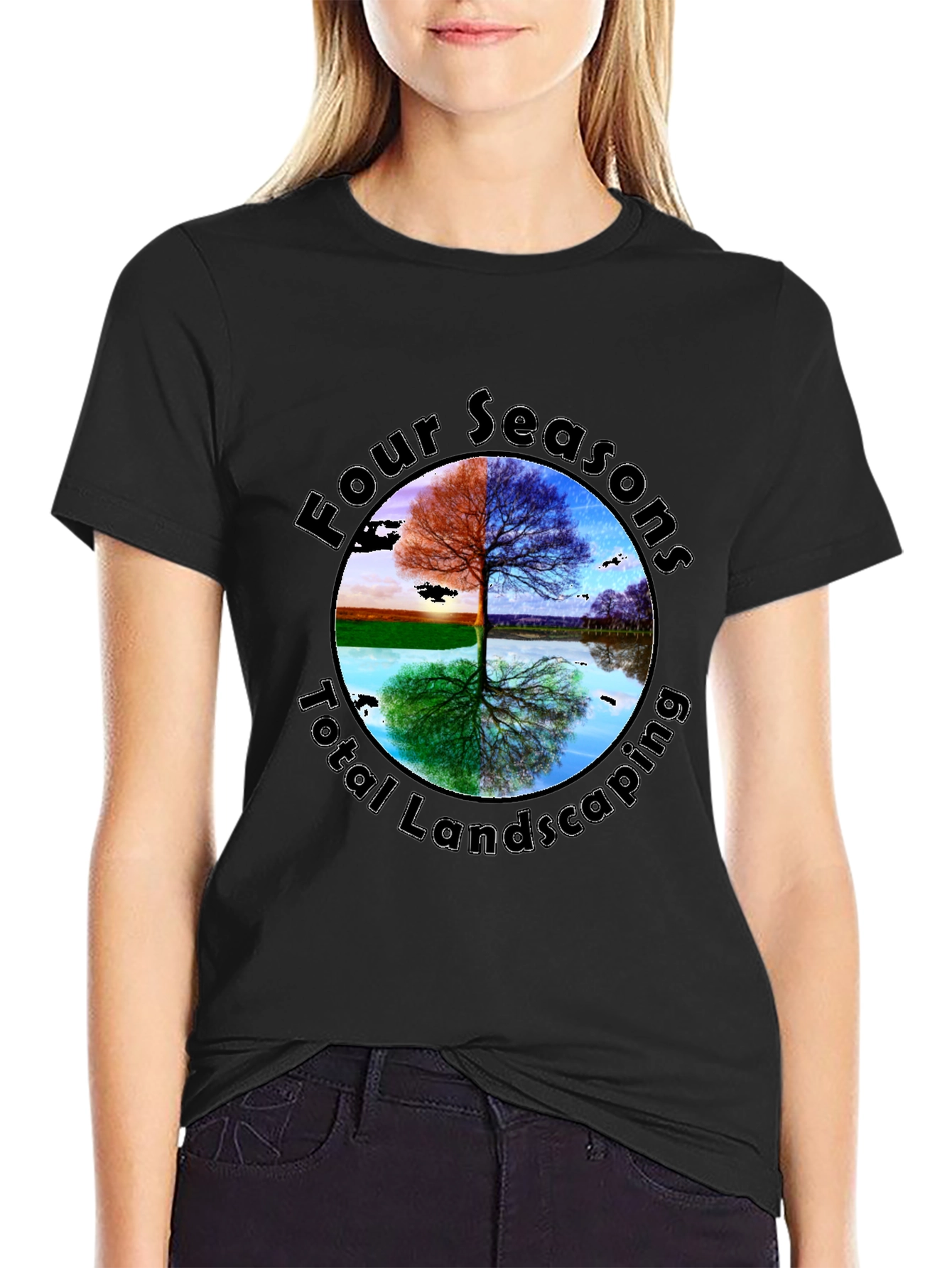 Four Seasons Landscaping Black Graphic Tee