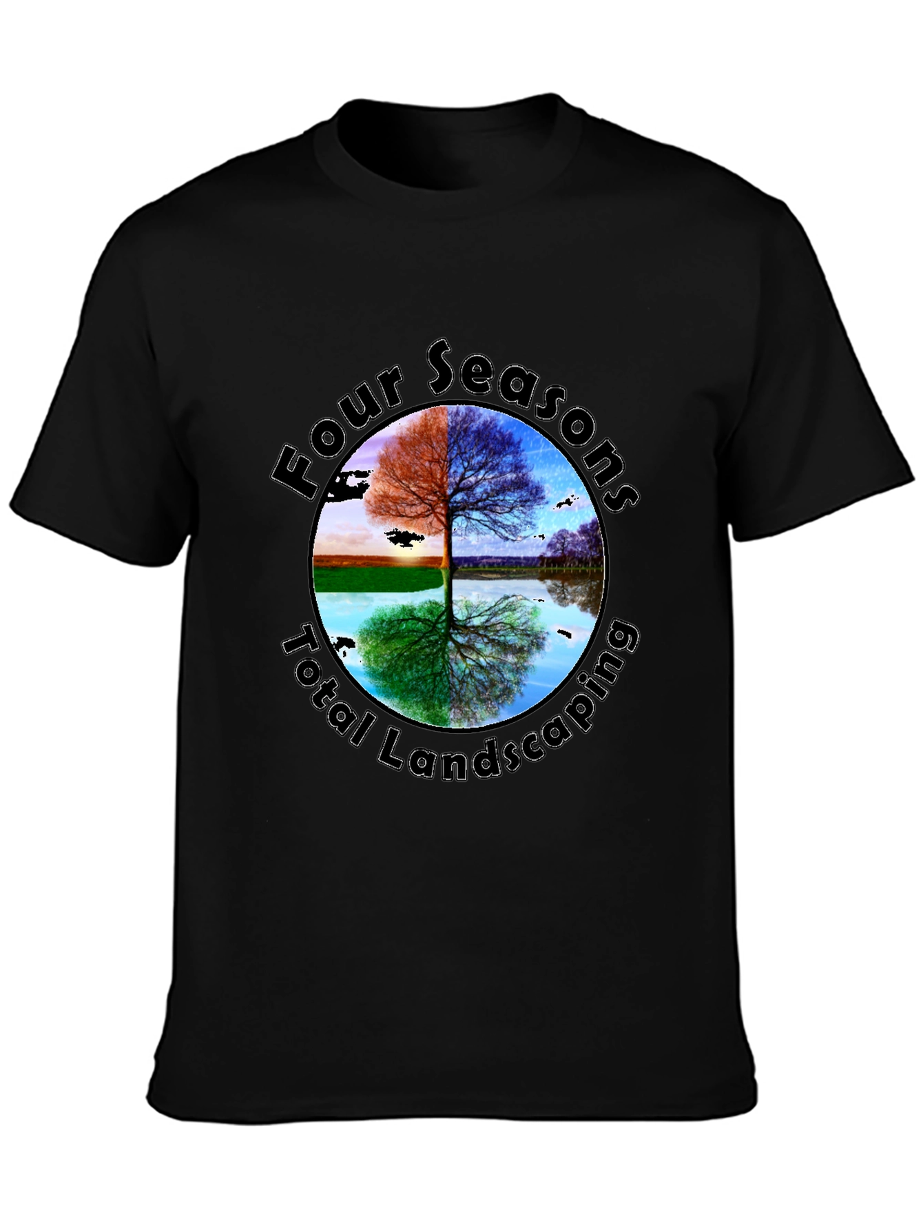 Four Seasons Landscaping Black Graphic Tee