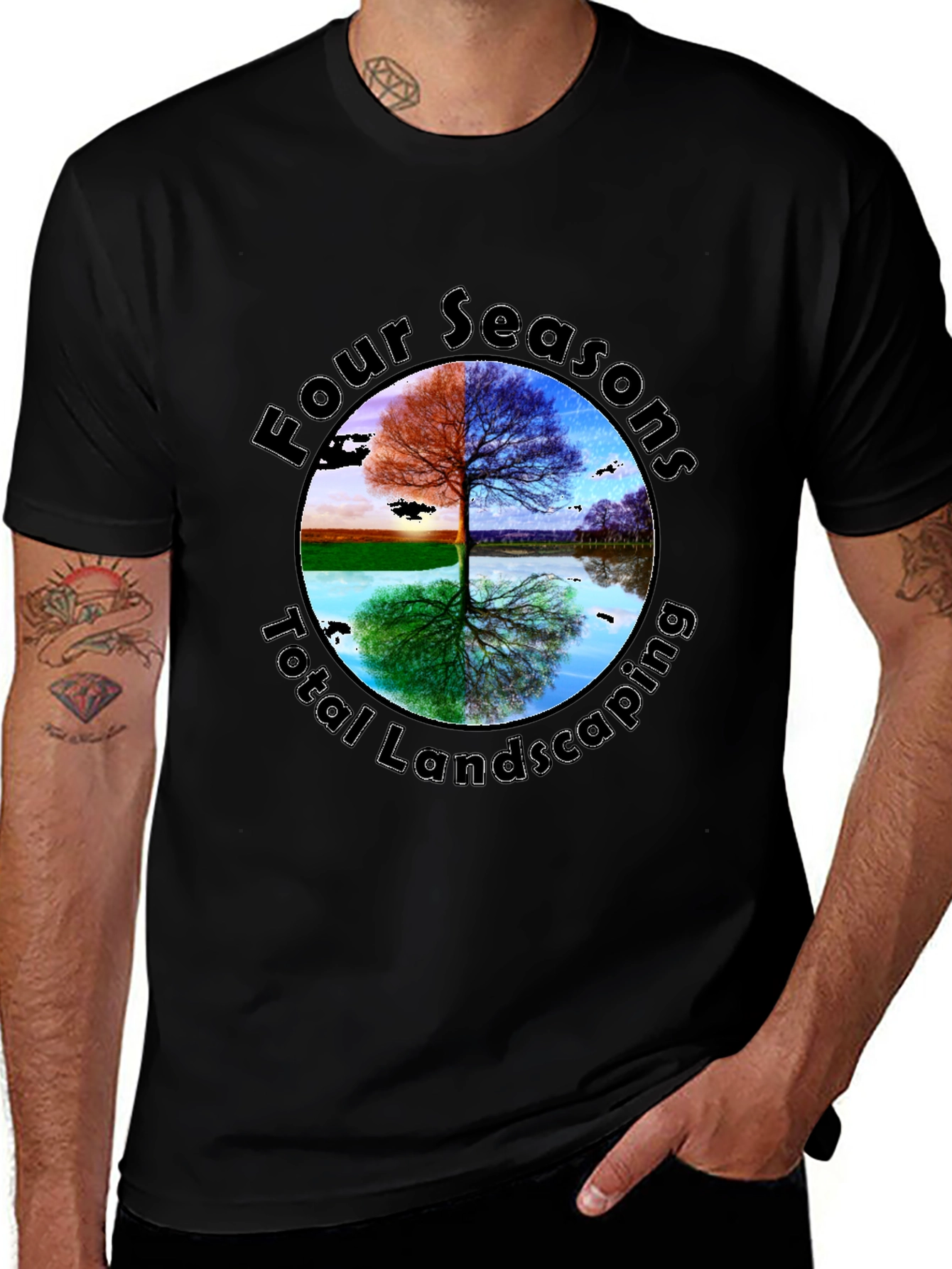 Four Seasons Landscaping Black Graphic Tee