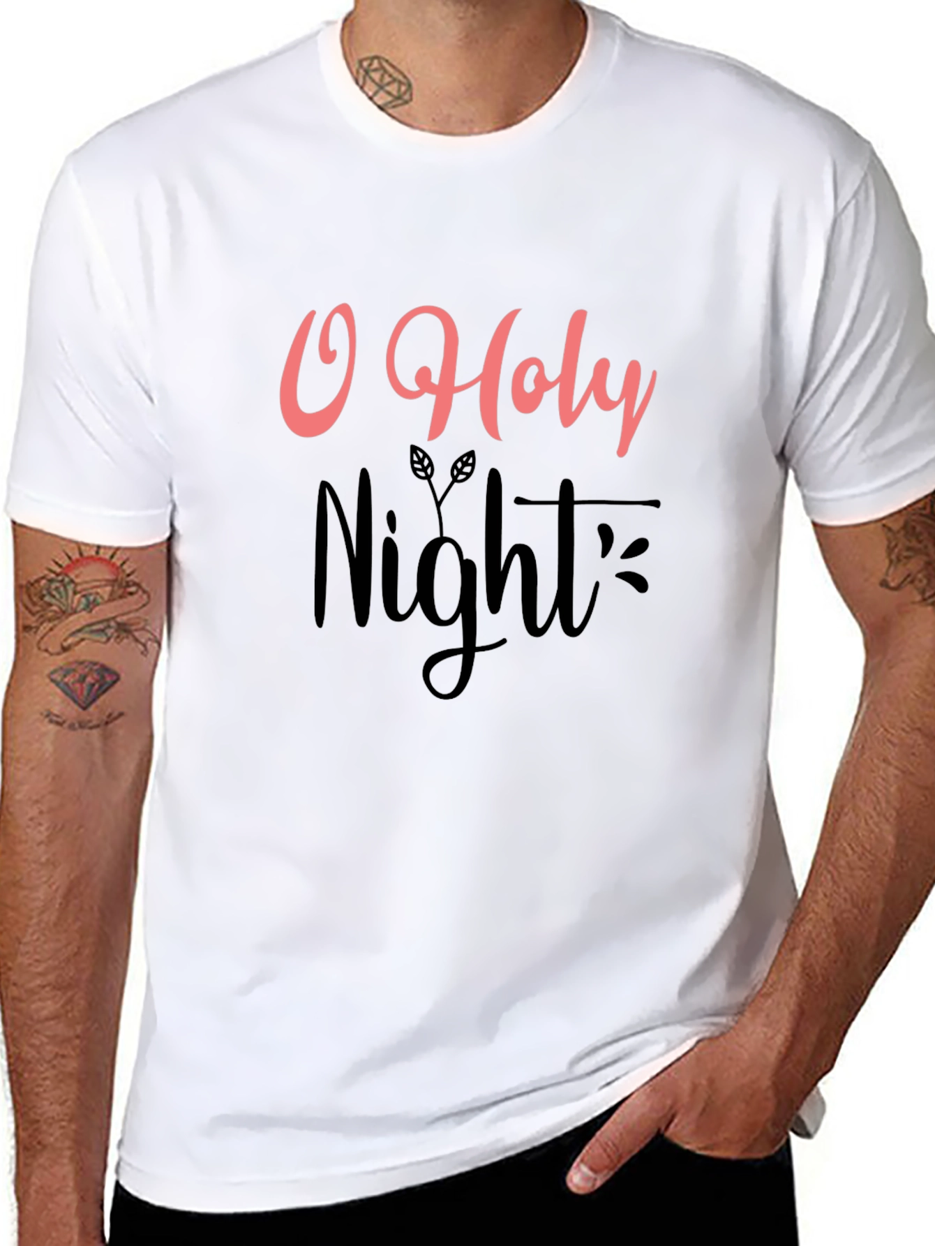 O Holy Night Graphic Tee - Black Holiday T-Shirt