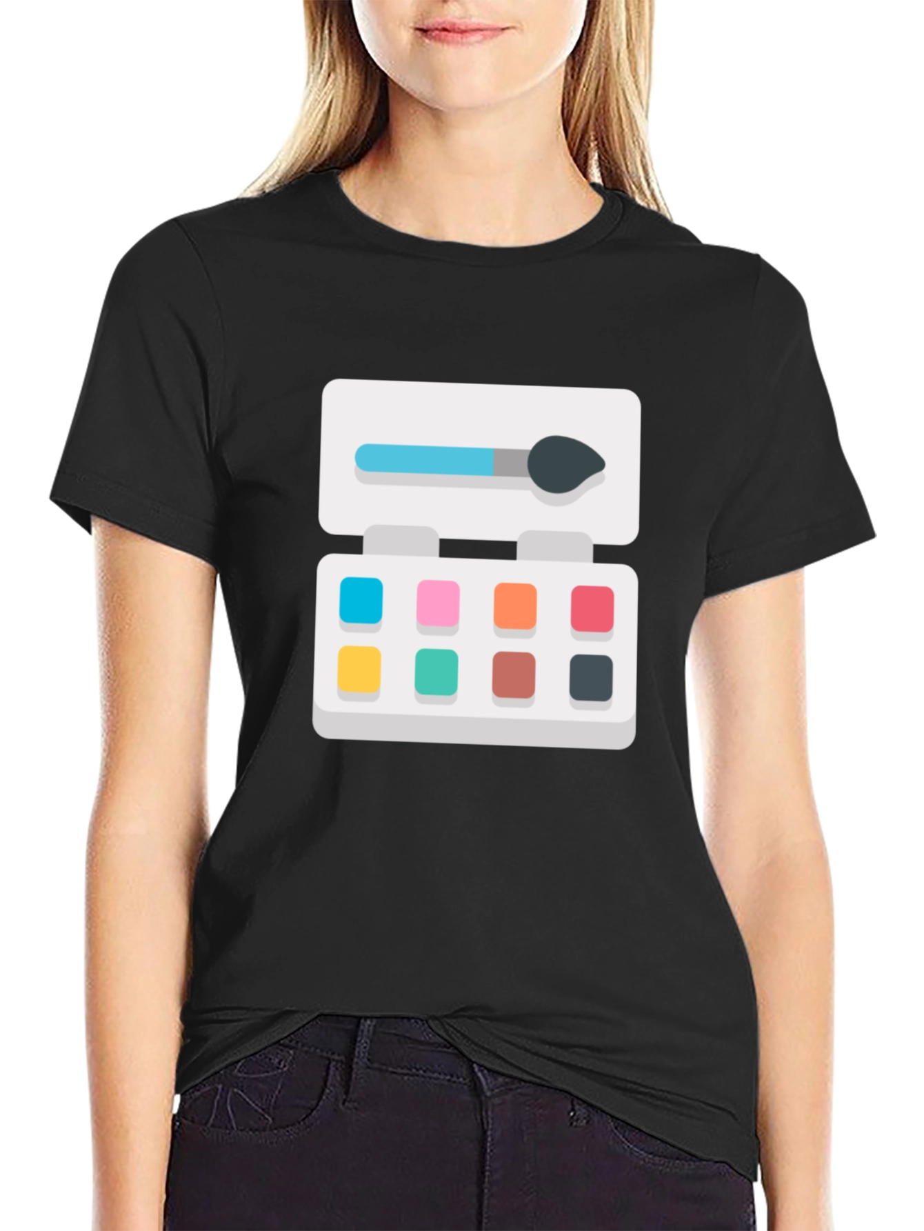 Makeup Palette Graphic Tee - Stylish Black T-Shirt