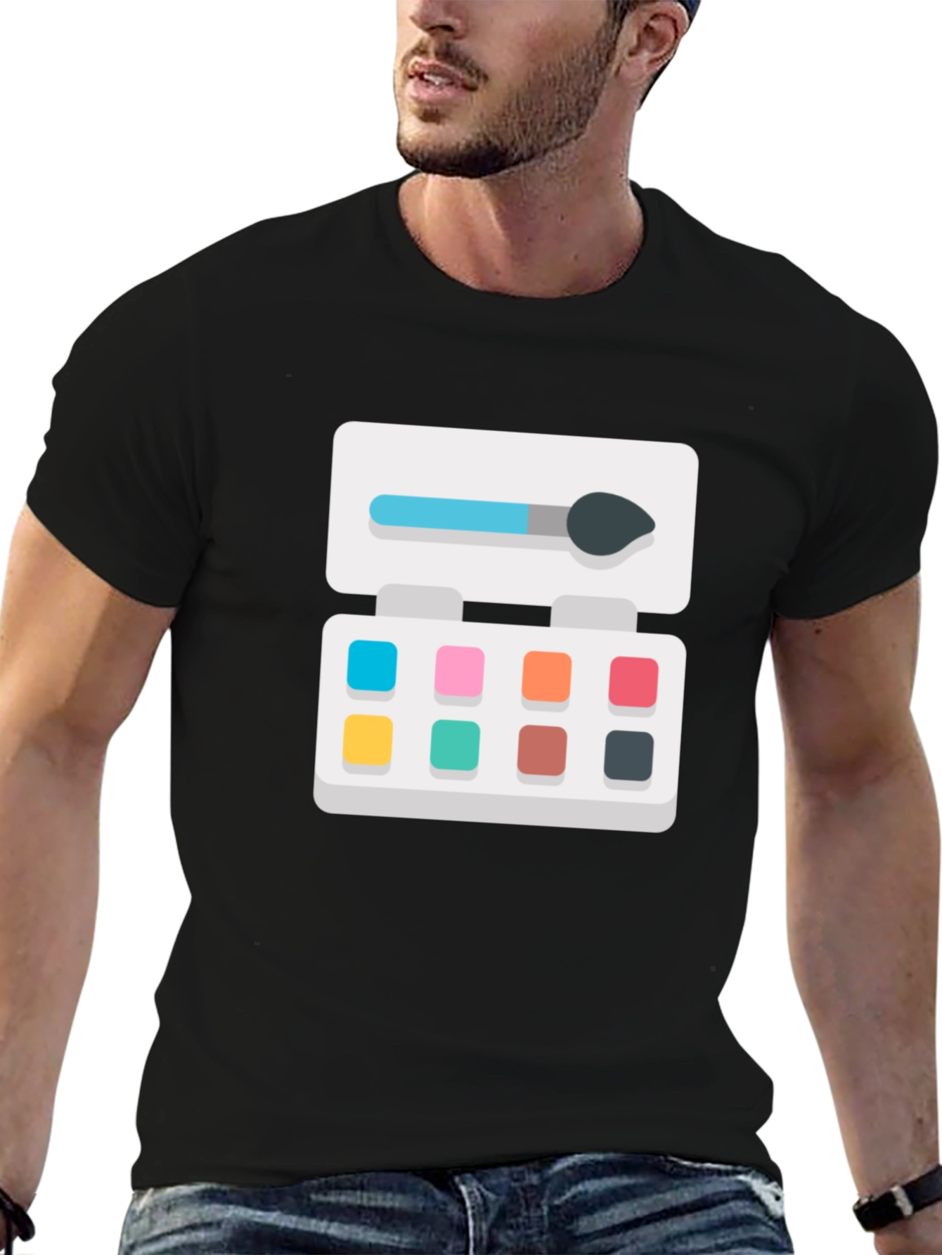 Makeup Palette Graphic Tee - Stylish Black T-Shirt