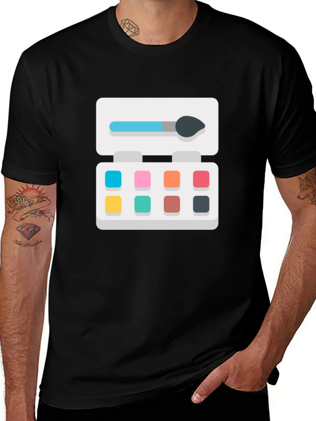 Makeup Palette Graphic Tee - Stylish Black T-Shirt