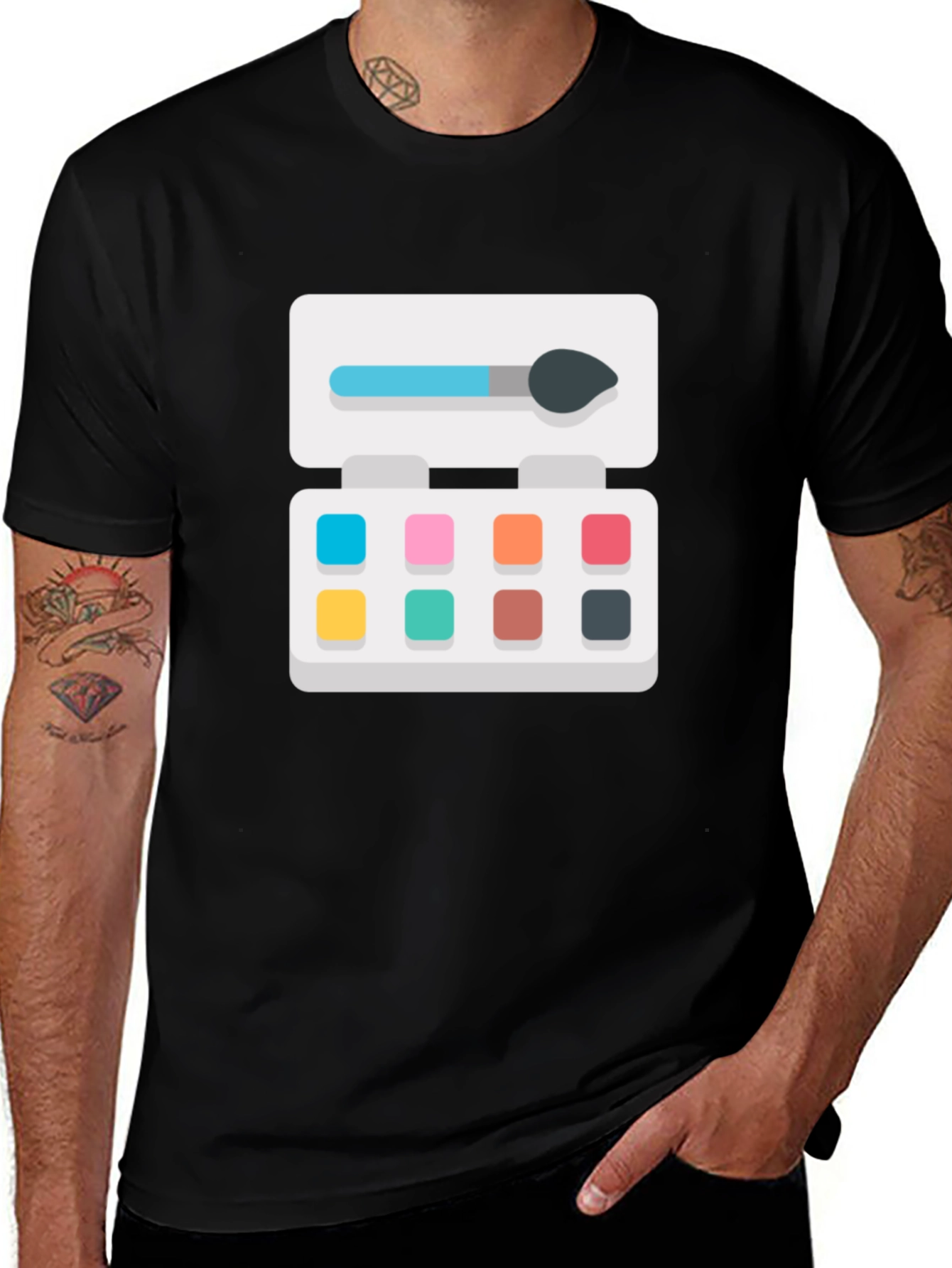 Makeup Palette Graphic Tee - Stylish Black T-Shirt