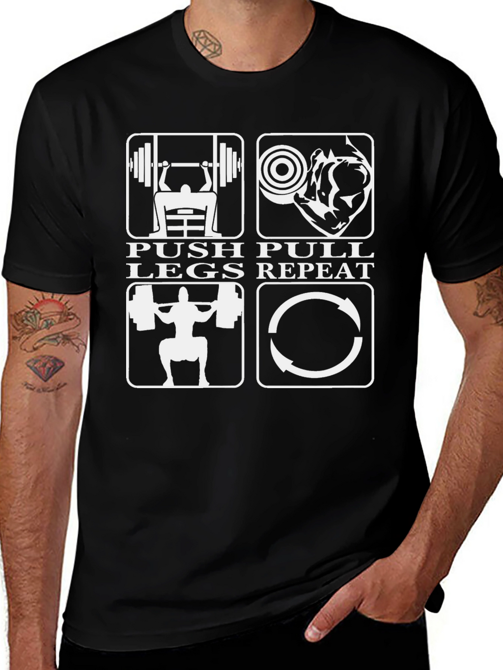 Push Pull Legs Repeat Gym Workout T-Shirt