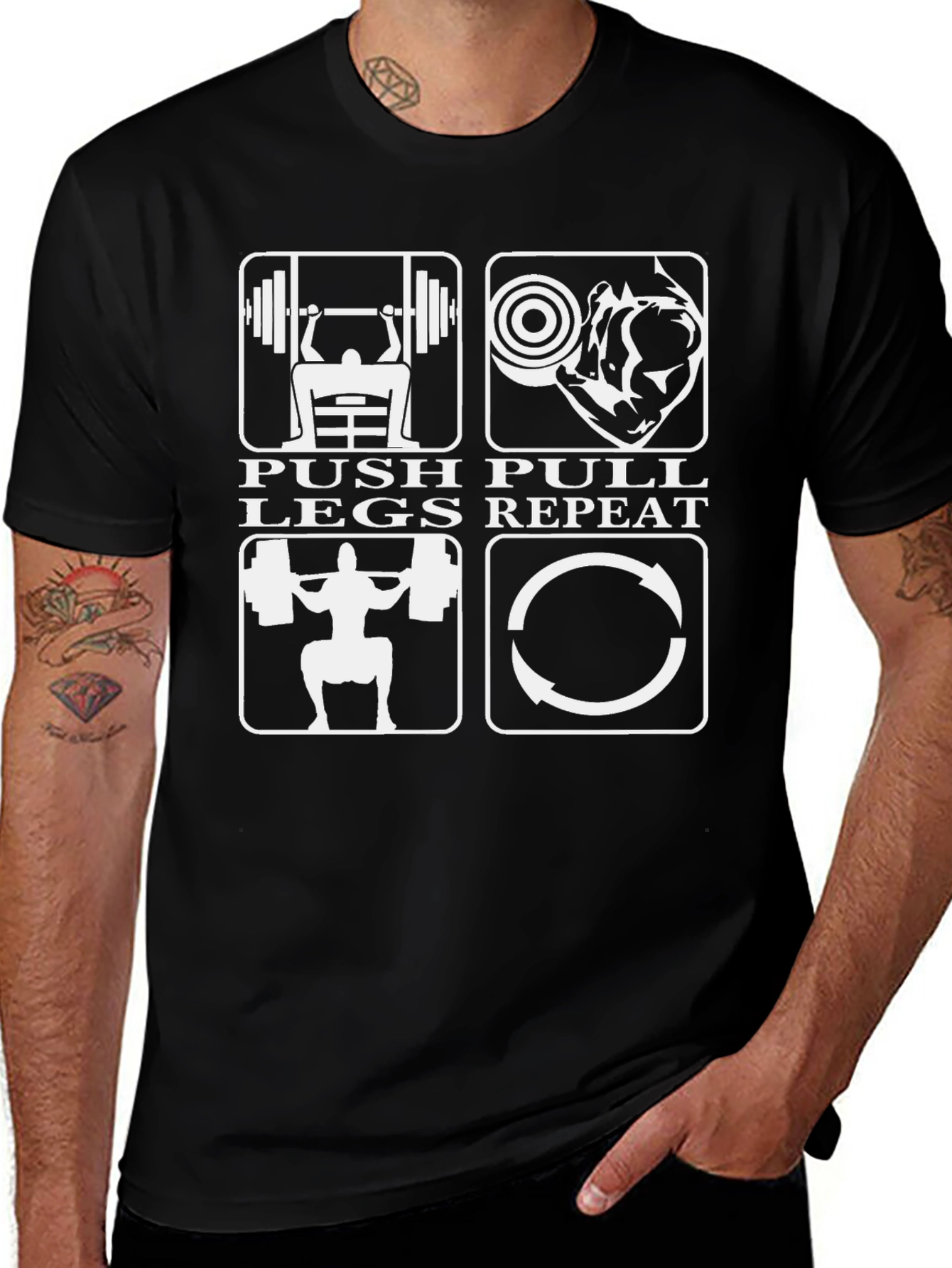 Push Pull Legs Repeat Gym Workout T-Shirt