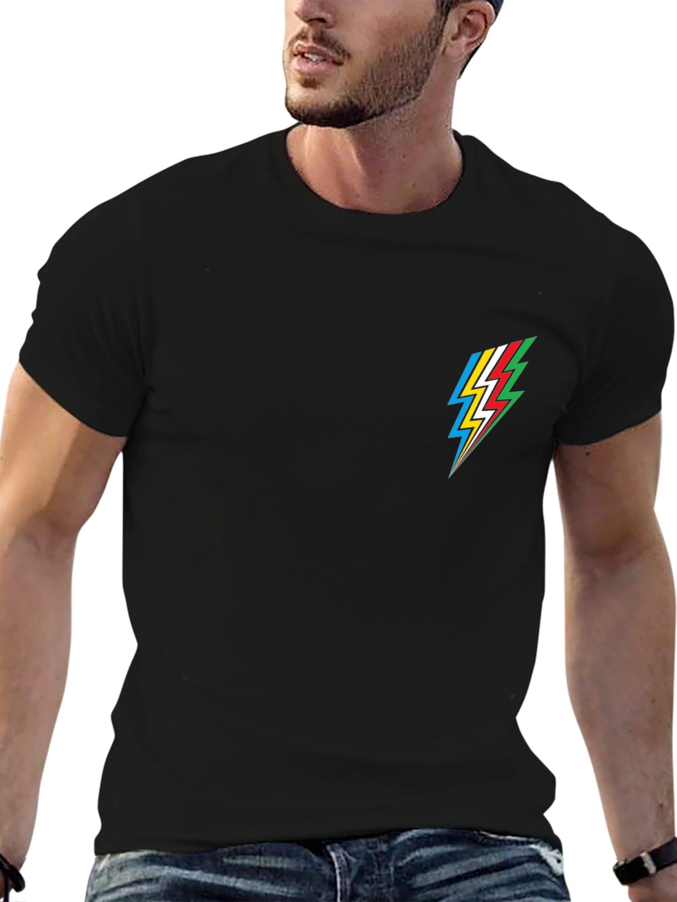 Cool Black Tee with Lightning Bolt Design