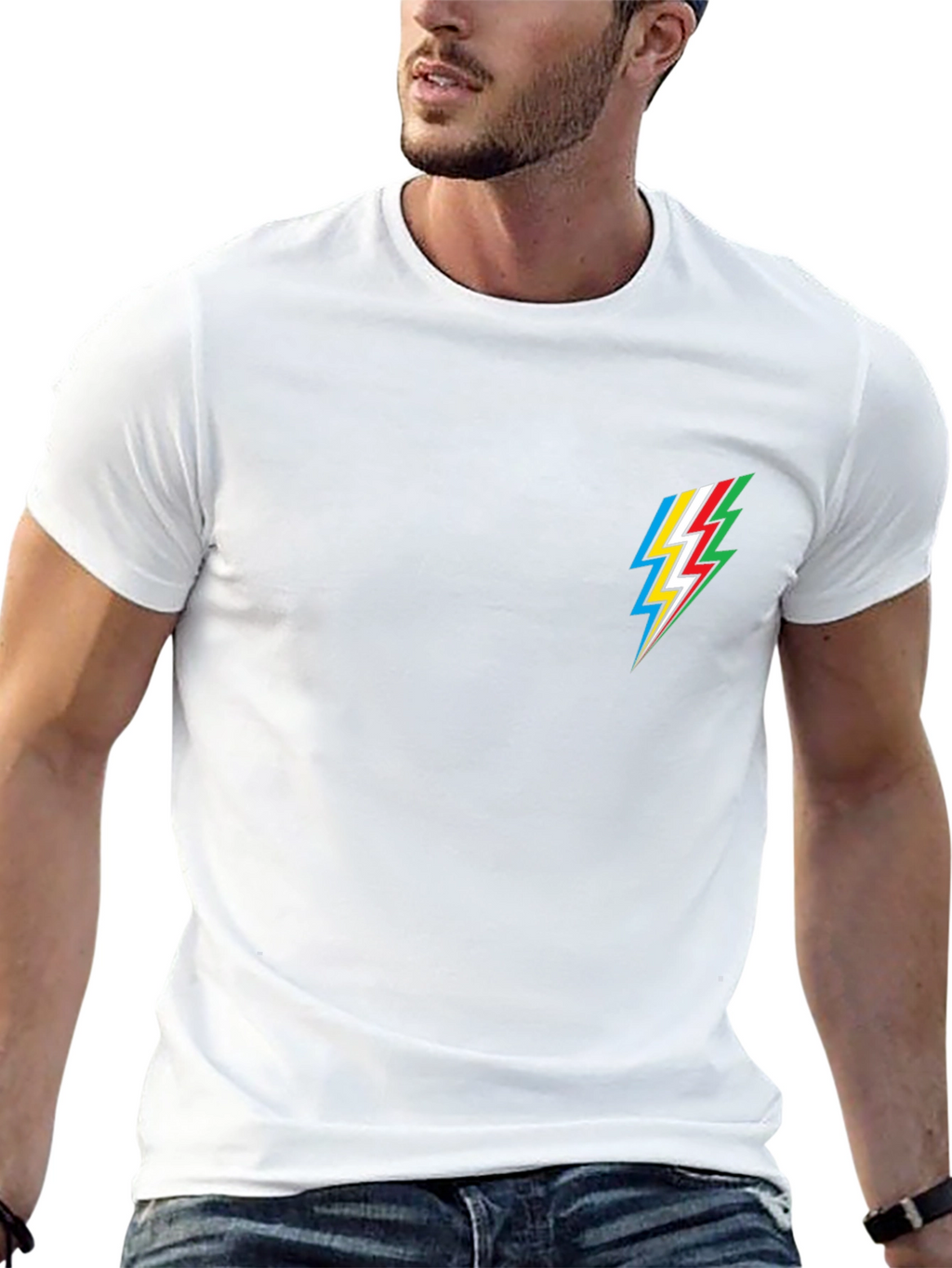 Cool Black Tee with Lightning Bolt Design