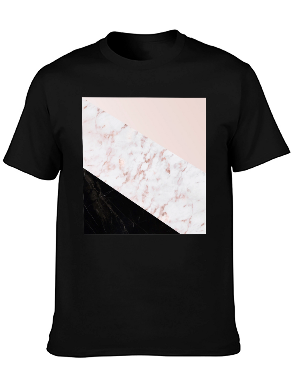 Modern Geometric Marble Print Black T-Shirt