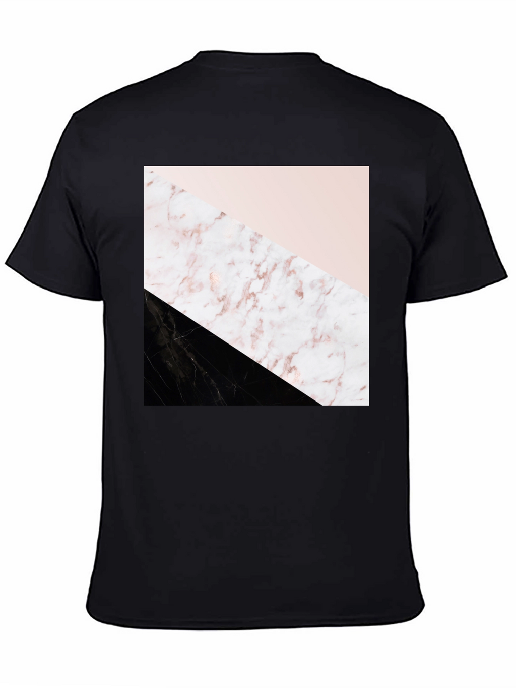 Modern Geometric Marble Print Black T-Shirt