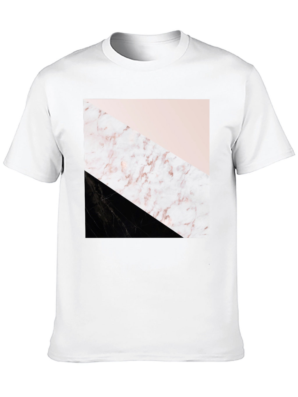 Modern Geometric Marble Print Black T-Shirt