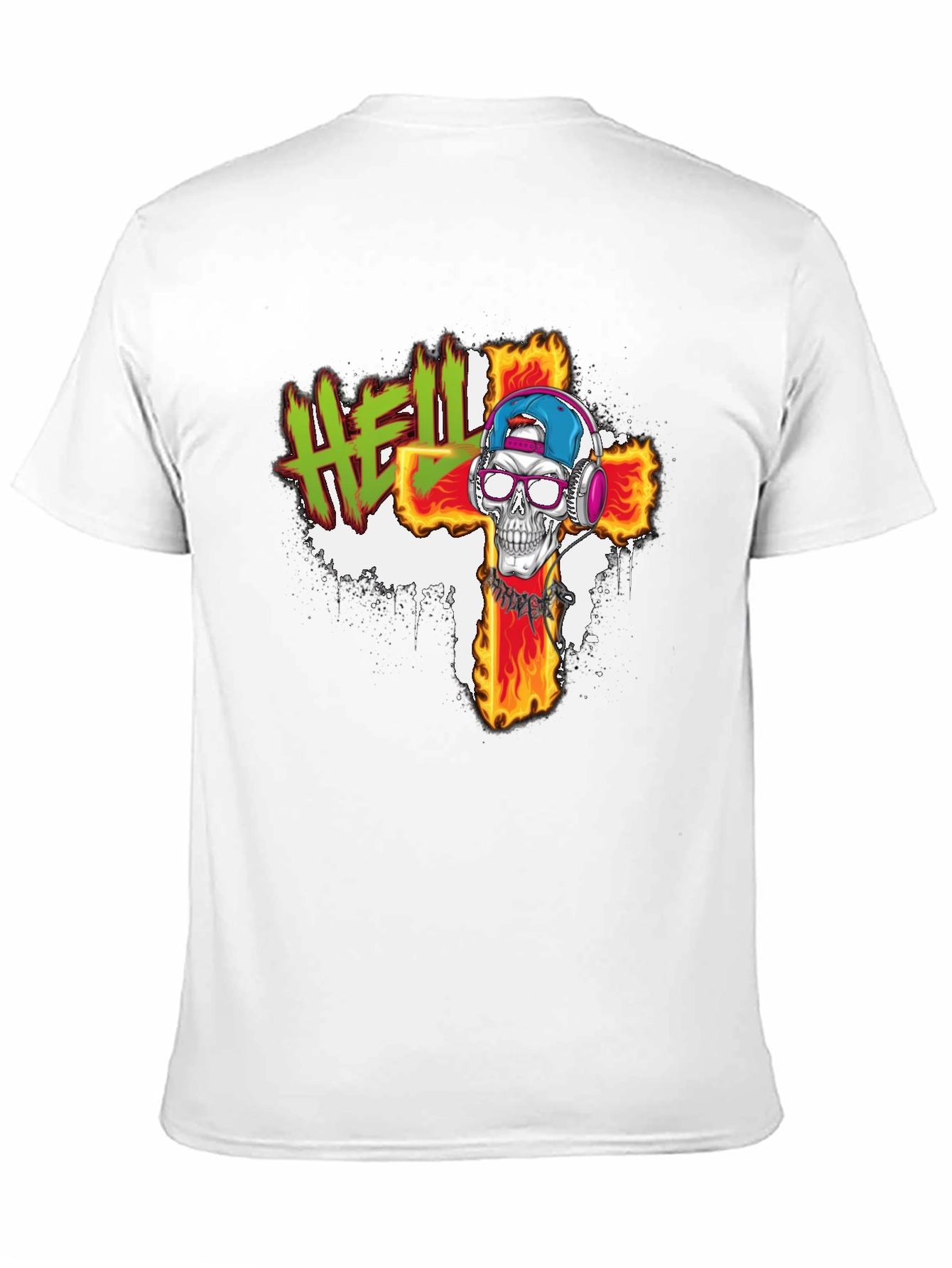 Hell Skull Cross Graphic Tee - Edgy Streetwear