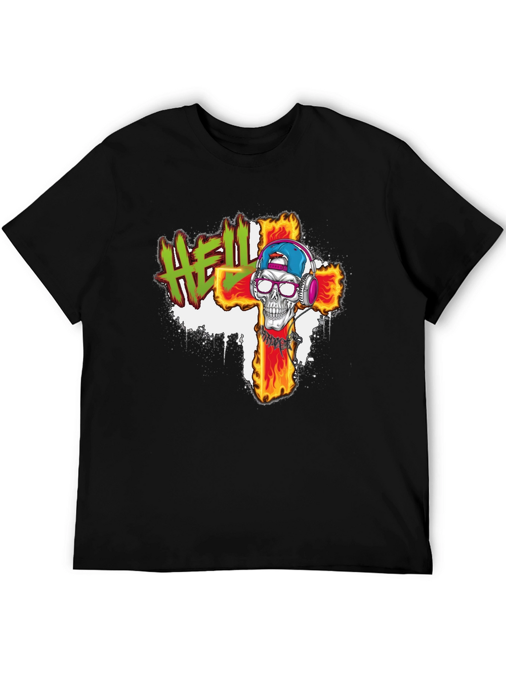 Hell Skull Cross Graphic Tee - Edgy Streetwear