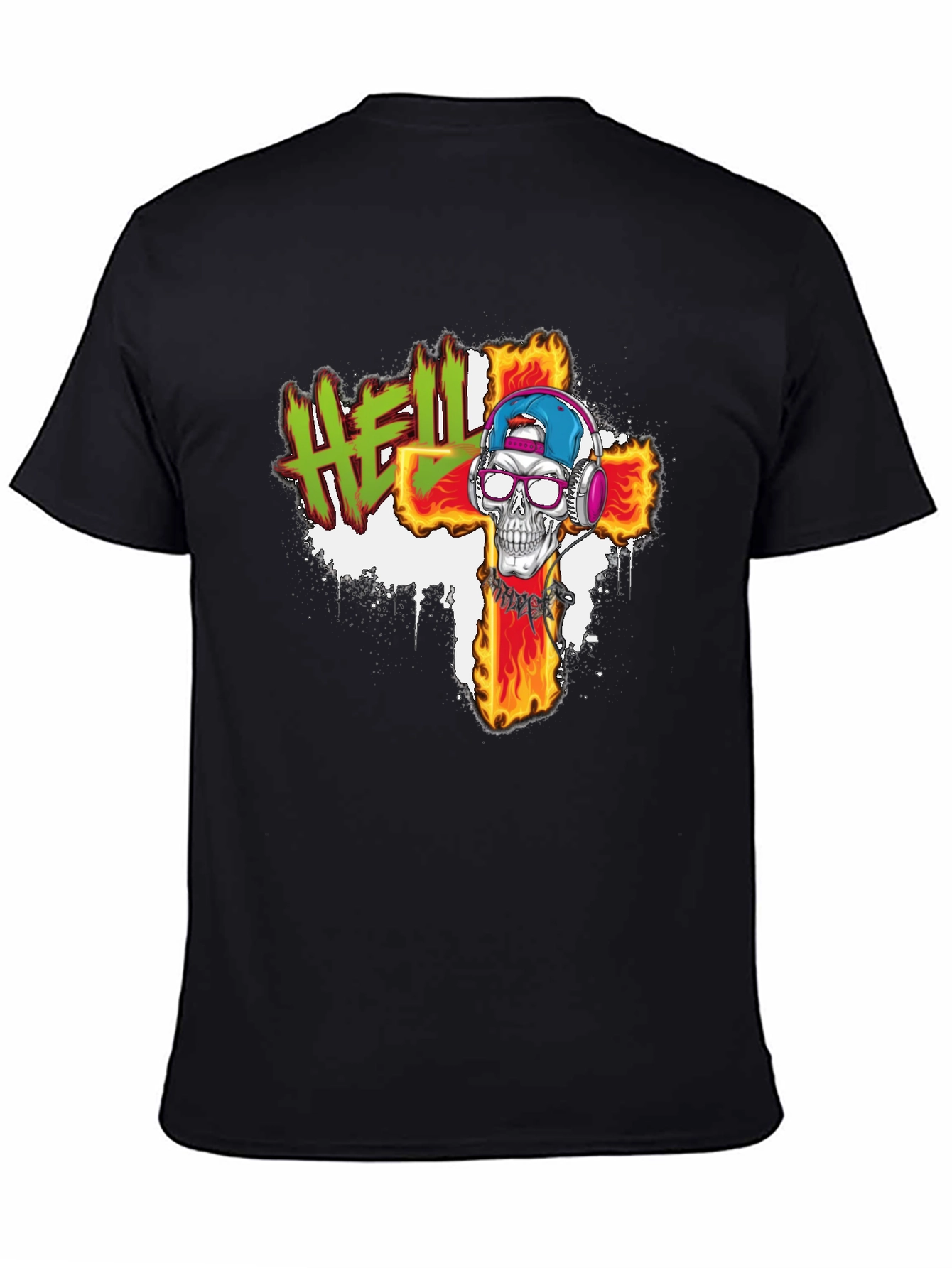 Hell Skull Cross Graphic Tee - Edgy Streetwear