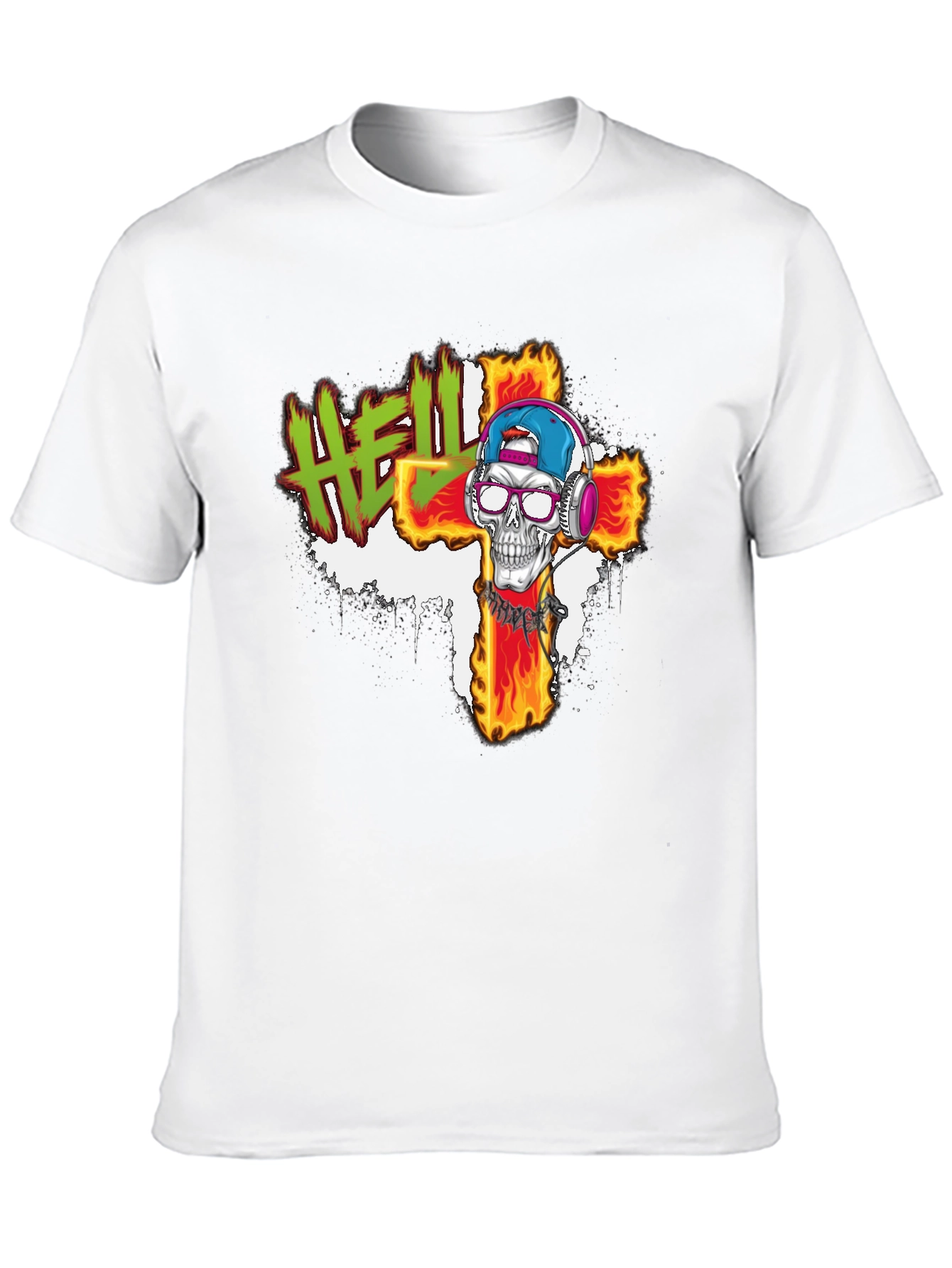 Hell Skull Cross Graphic Tee - Edgy Streetwear