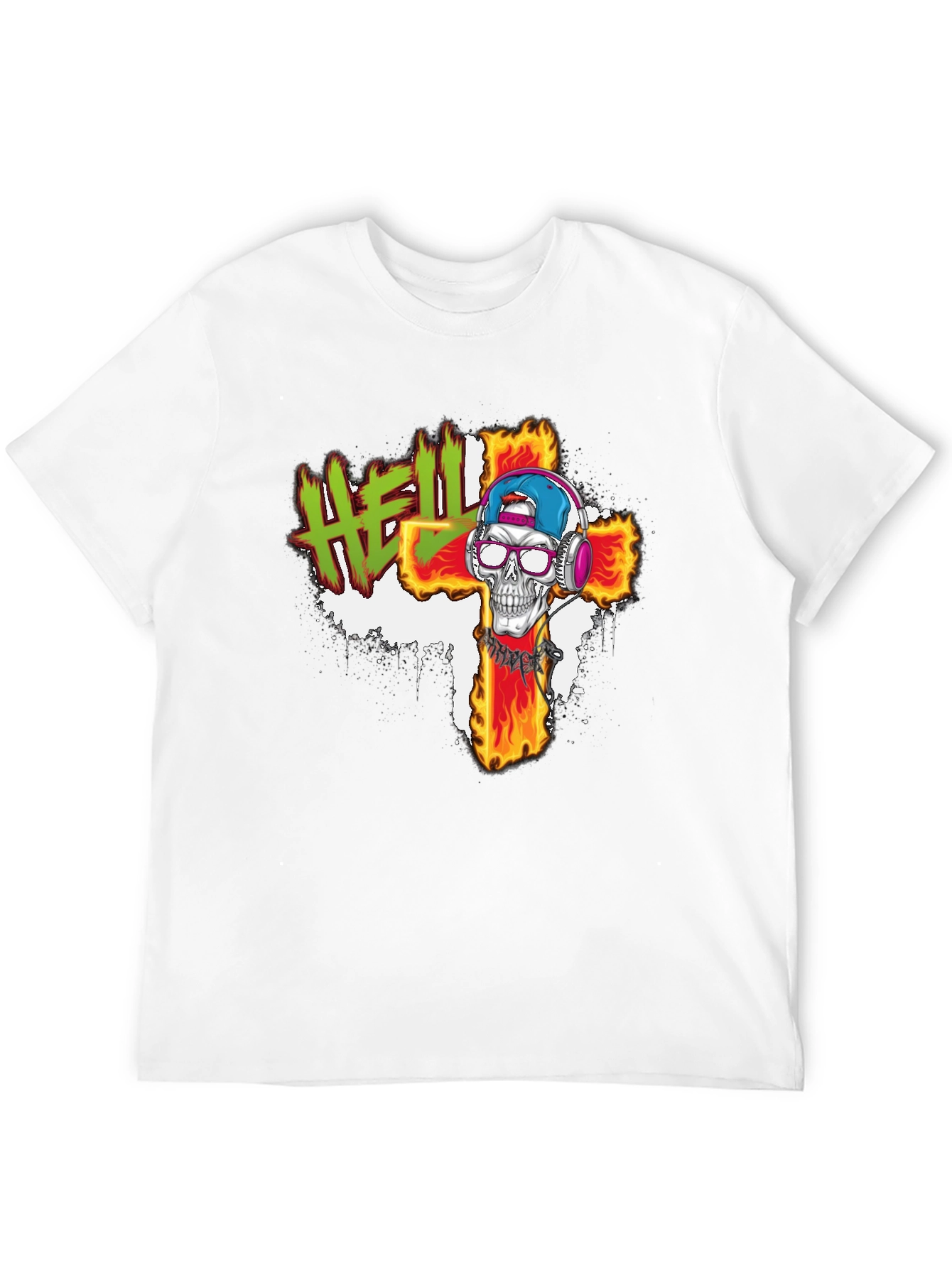 Hell Skull Cross Graphic Tee - Edgy Streetwear