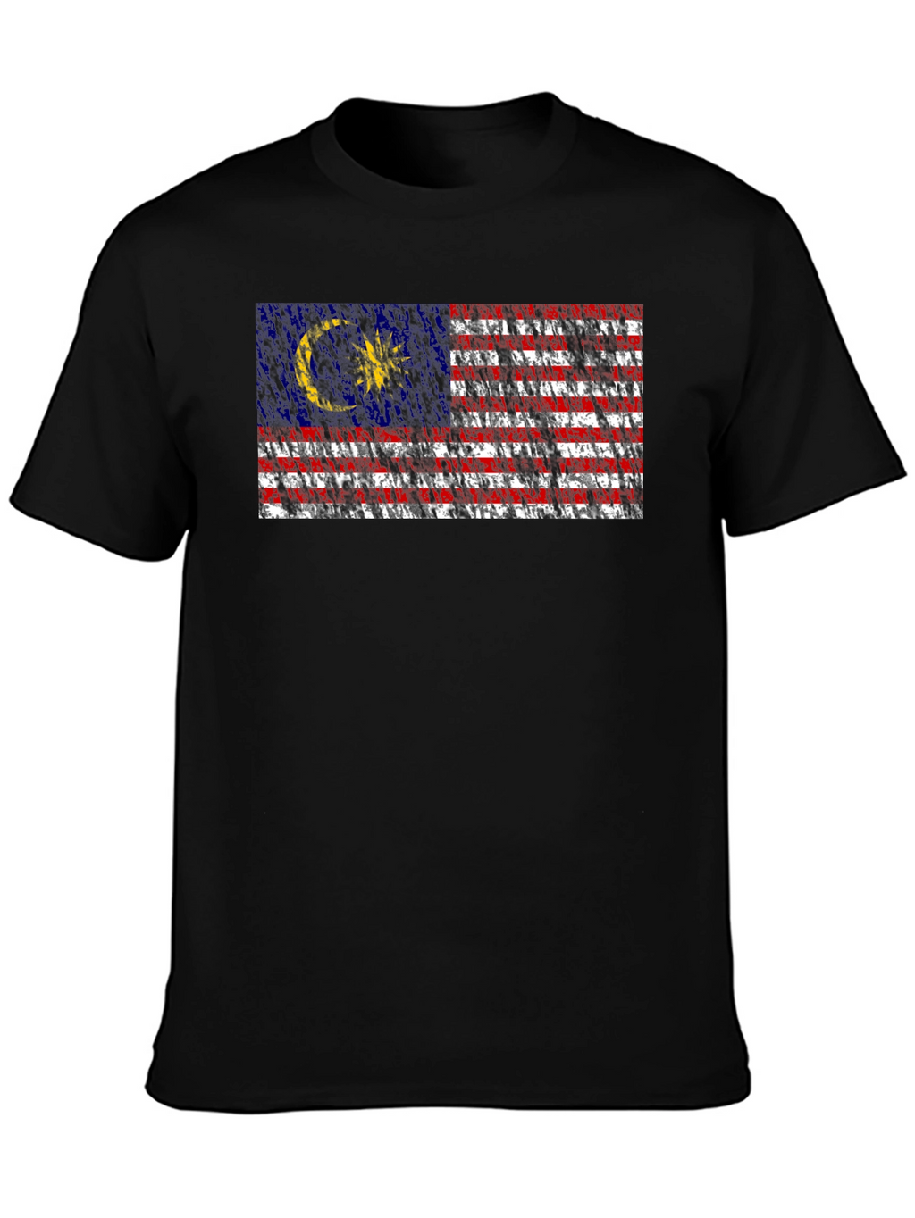 Malaysia Flag Graphic Print Black T-Shirt