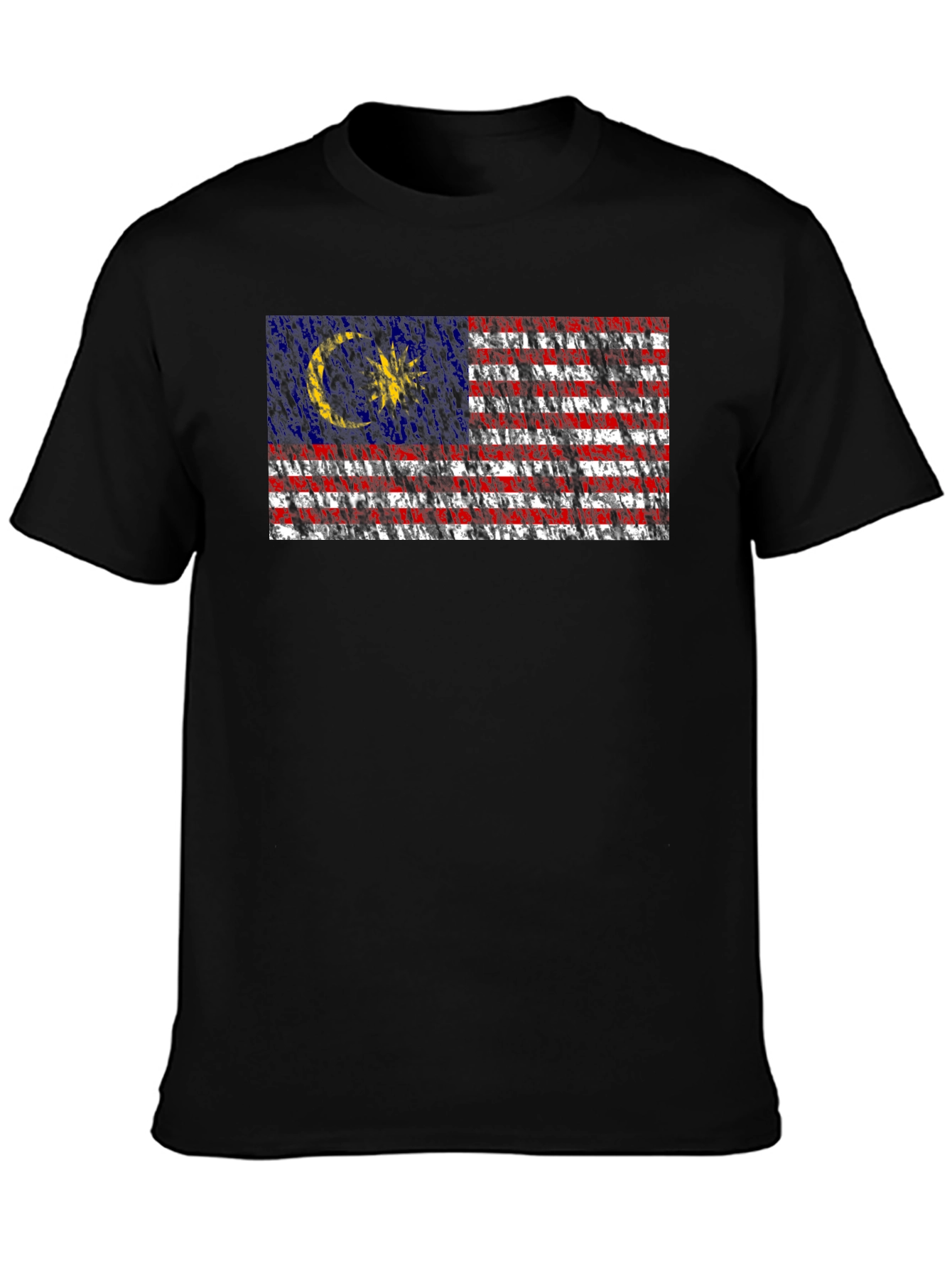 Malaysia Flag Graphic Print Black T-Shirt