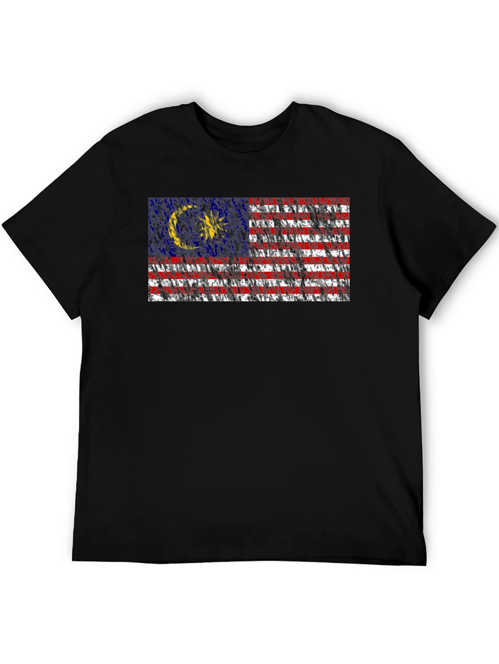 Malaysia Flag Graphic Print Black T-Shirt