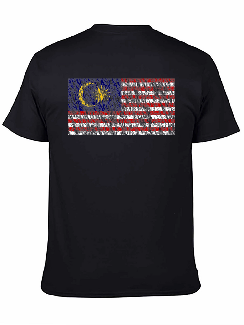 Malaysia Flag Graphic Print Black T-Shirt