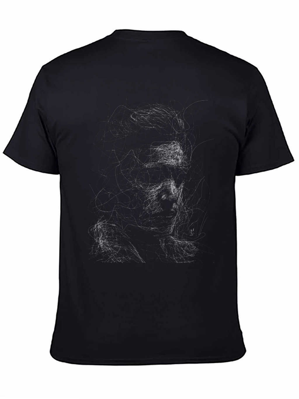 Abstract Portrait Graphic Tee - Stylish Black T-Shirt