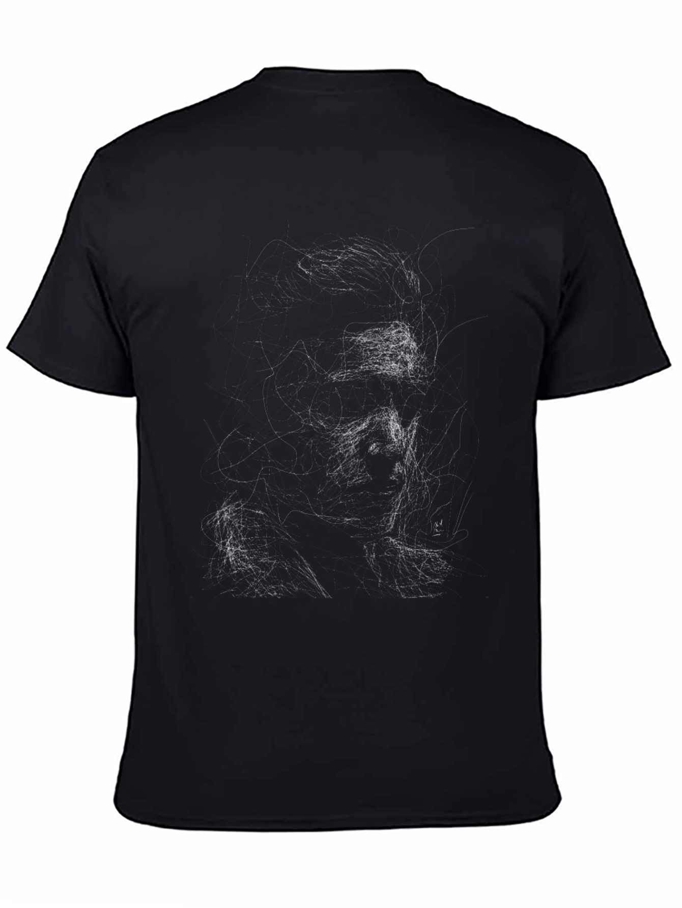 Abstract Portrait Graphic Tee - Stylish Black T-Shirt